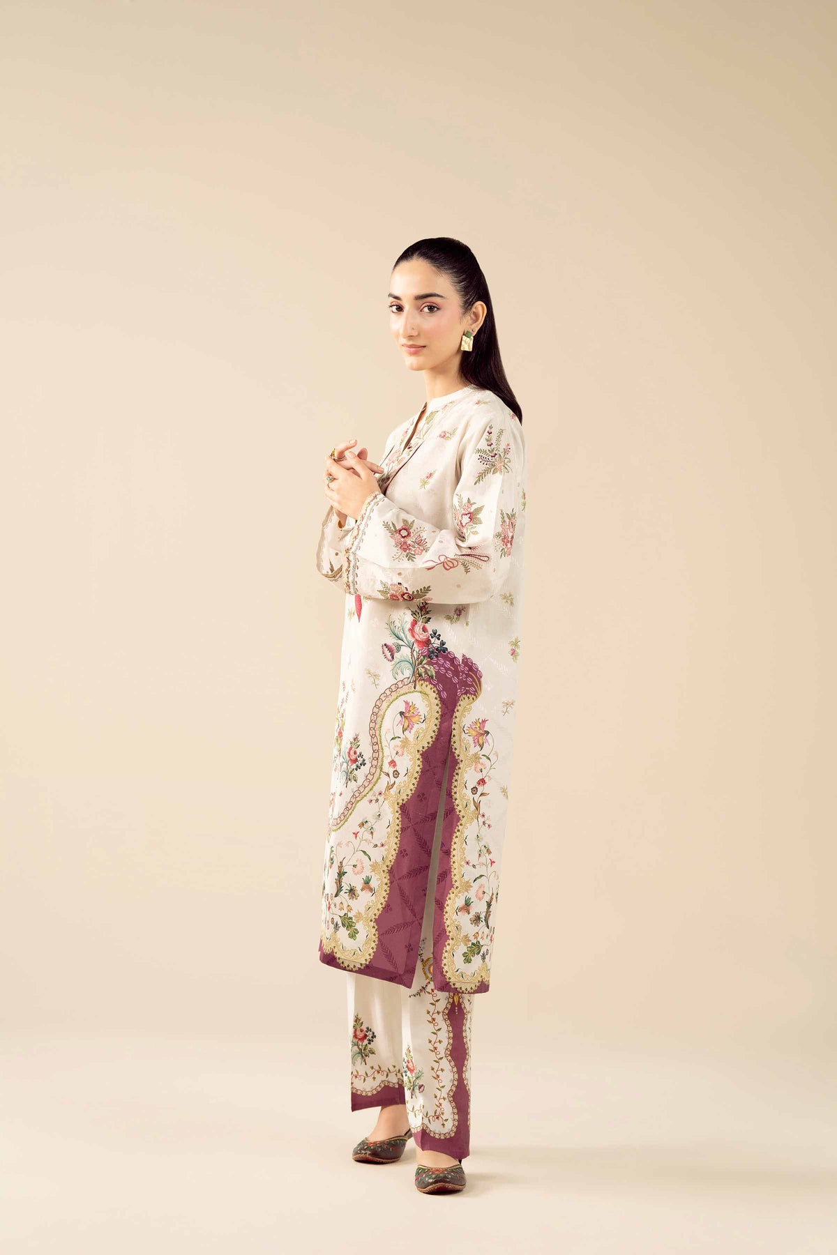 2 Piece - Printed Embroidered Suit - PW25-329