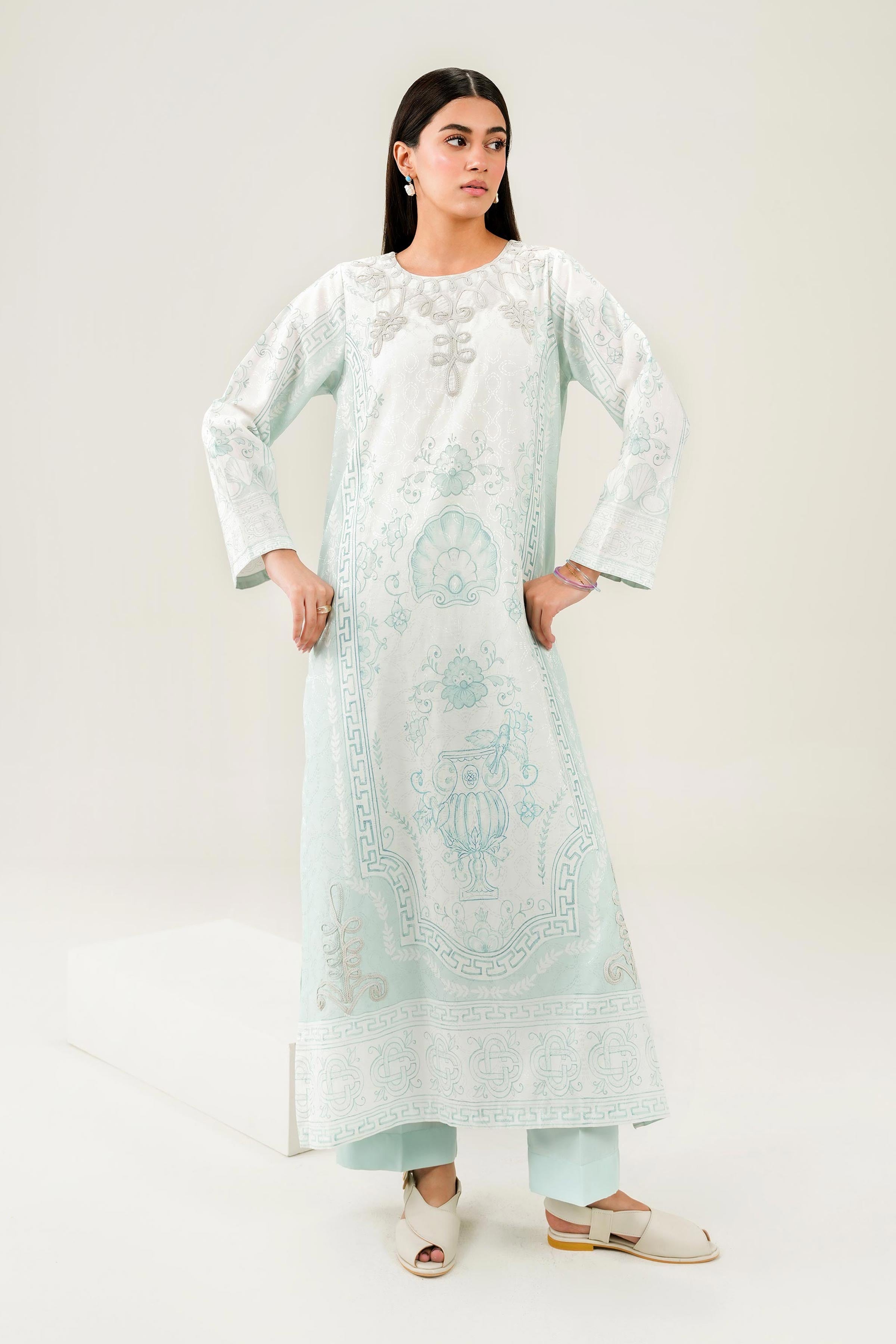 2 Piece - Printed Embroidered Suit - PW25-331