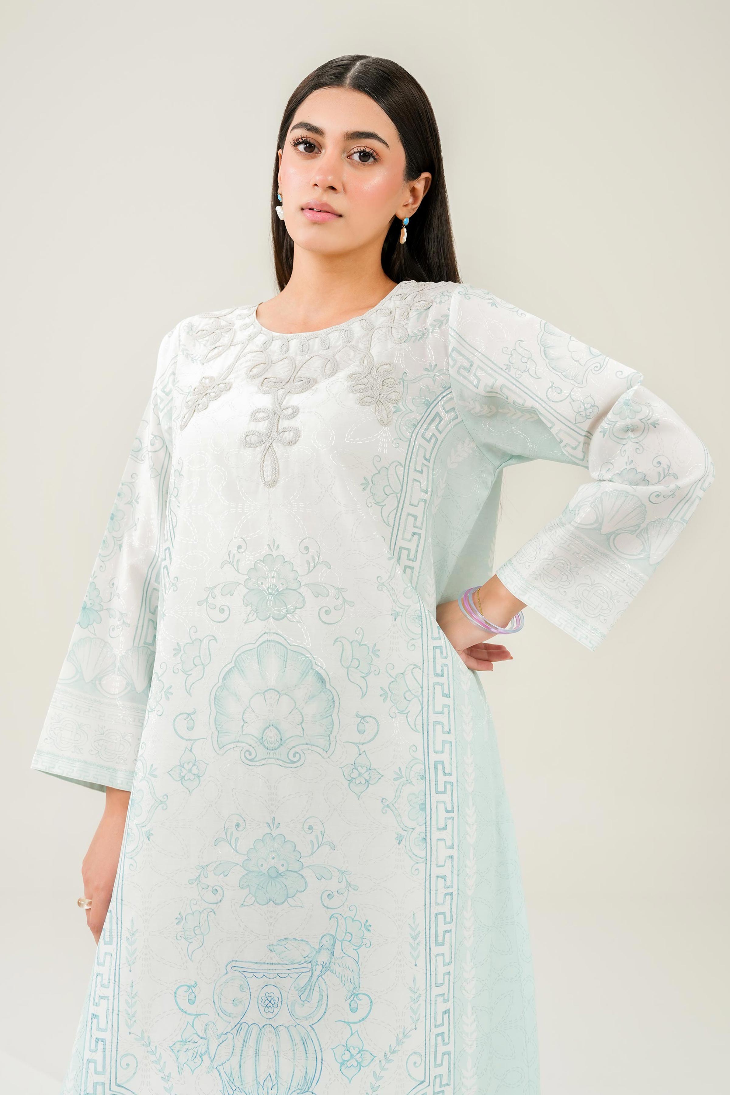 2 Piece - Printed Embroidered Suit - PW25-331