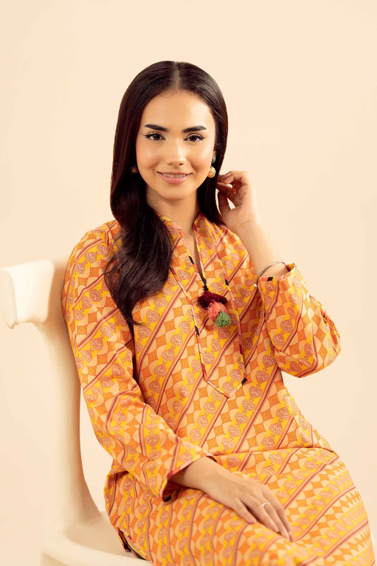 2 Piece - Printed Embroidered Suit - PW25-34
