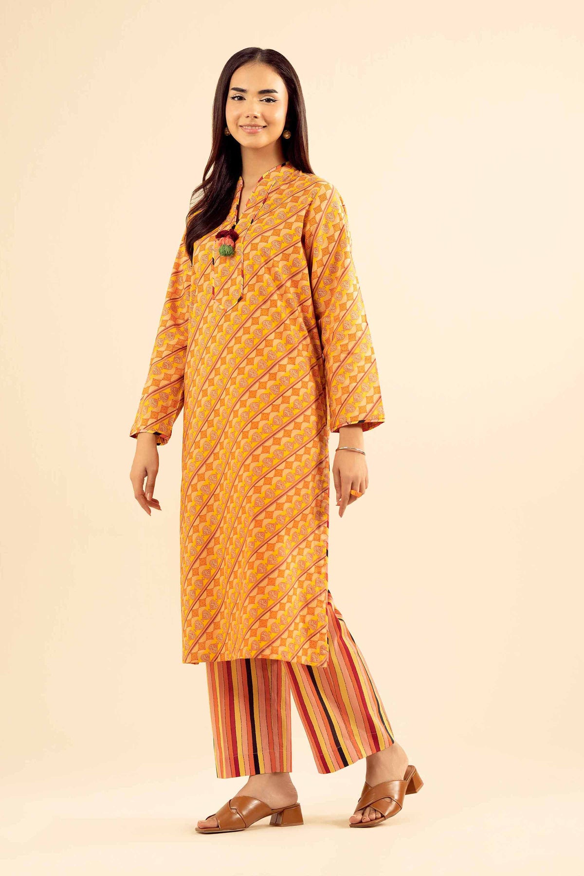 2 Piece - Printed Embroidered Suit - PW25-34