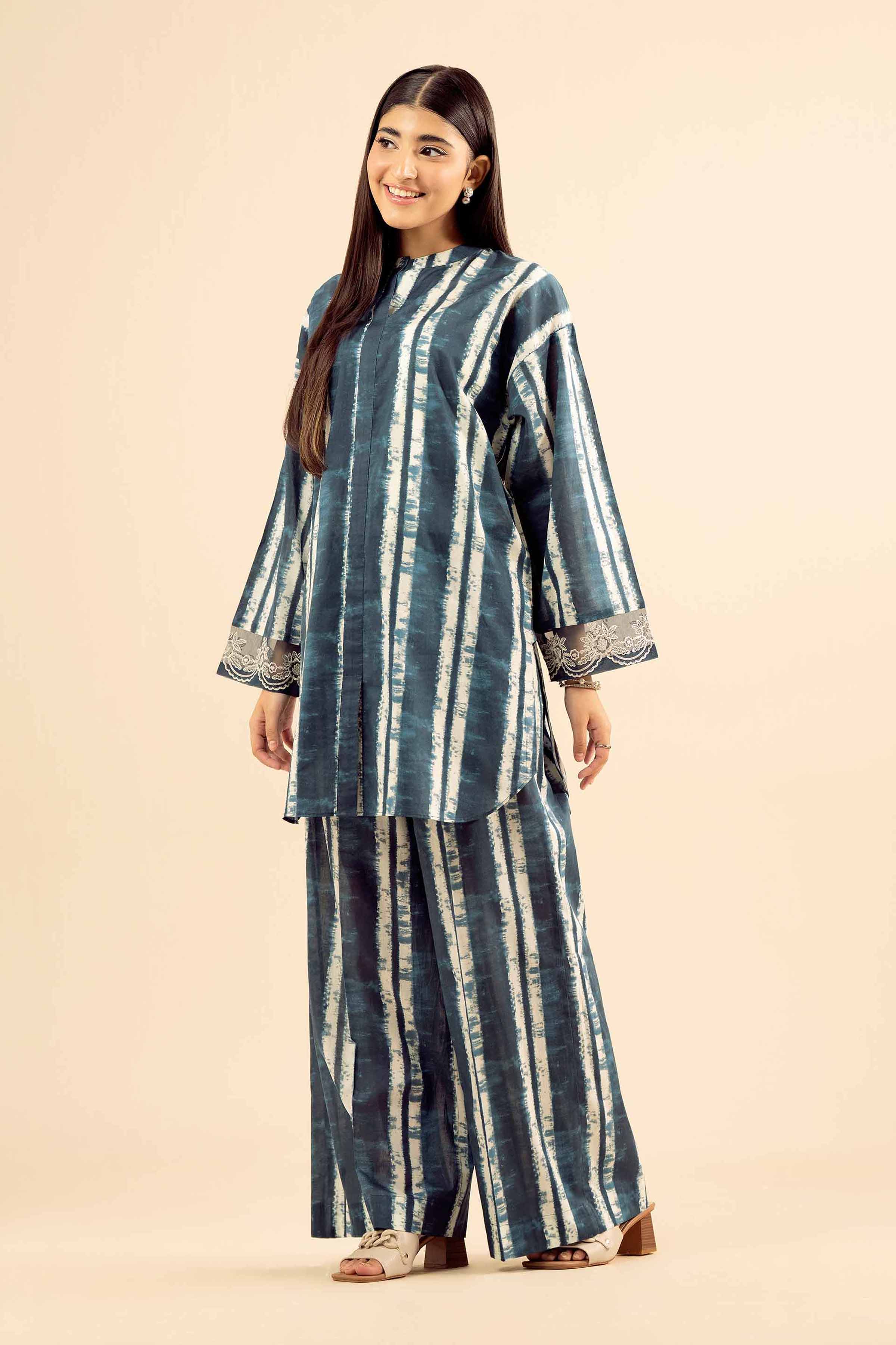 2 Piece - Printed Embroidered Suit - PW25-38