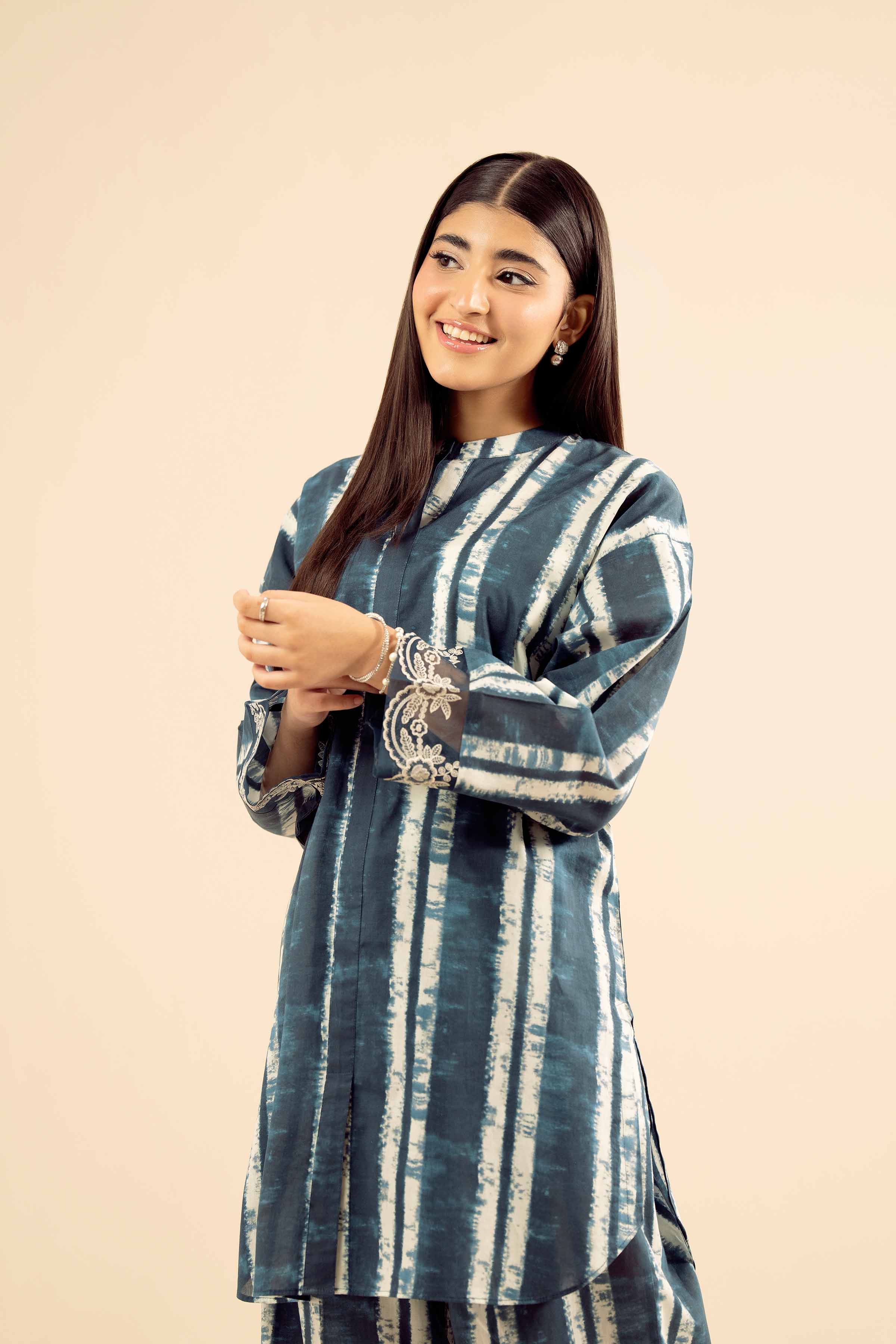 2 Piece - Printed Embroidered Suit - PW25-38