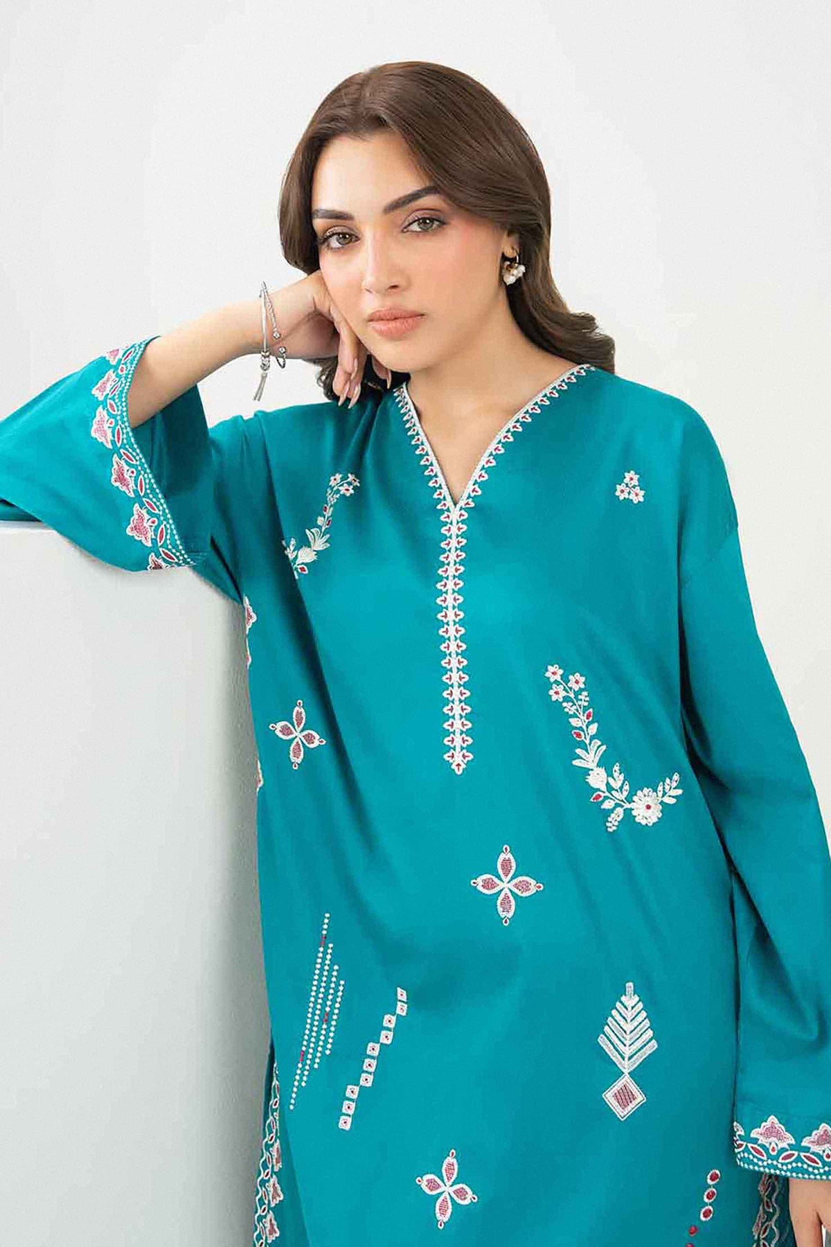 Green 2 Piece - Embroidered Suit - PW25-392