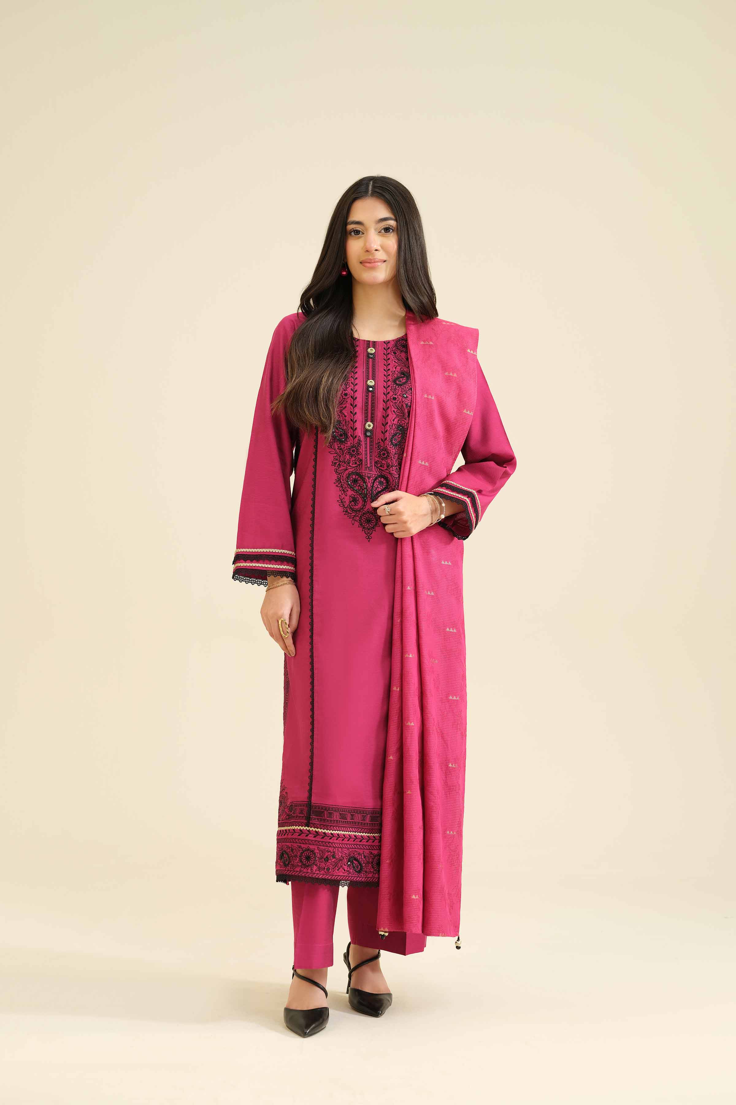 3 Piece - Embroidered Suit - PW25-402