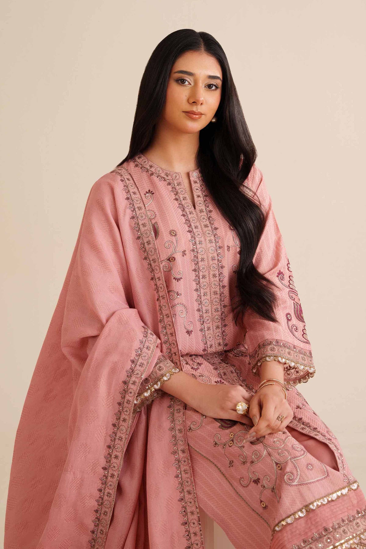 3 Piece - Embroidered Suit - PW25-405