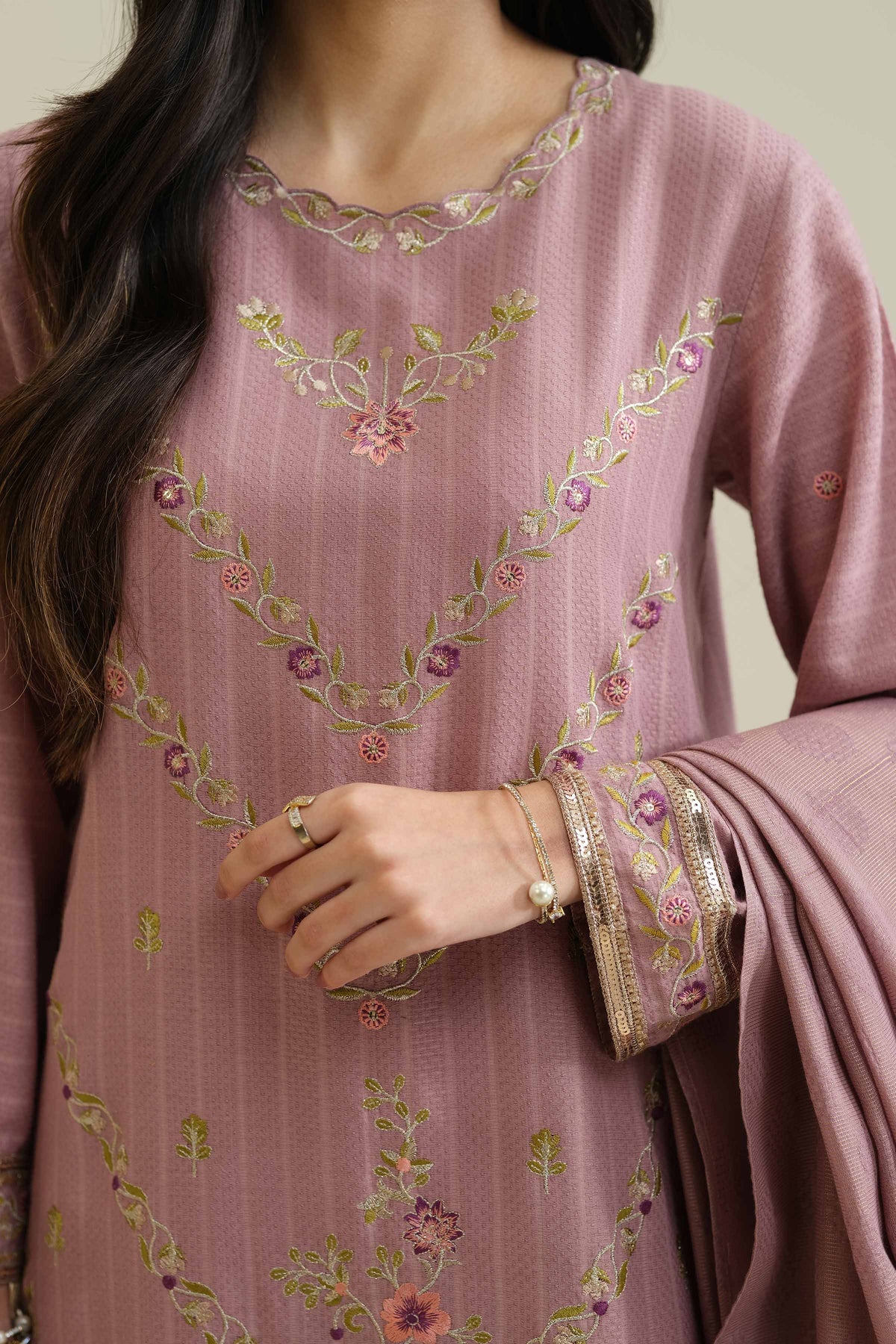 3 Piece - Embroidered Suit - PW25-407