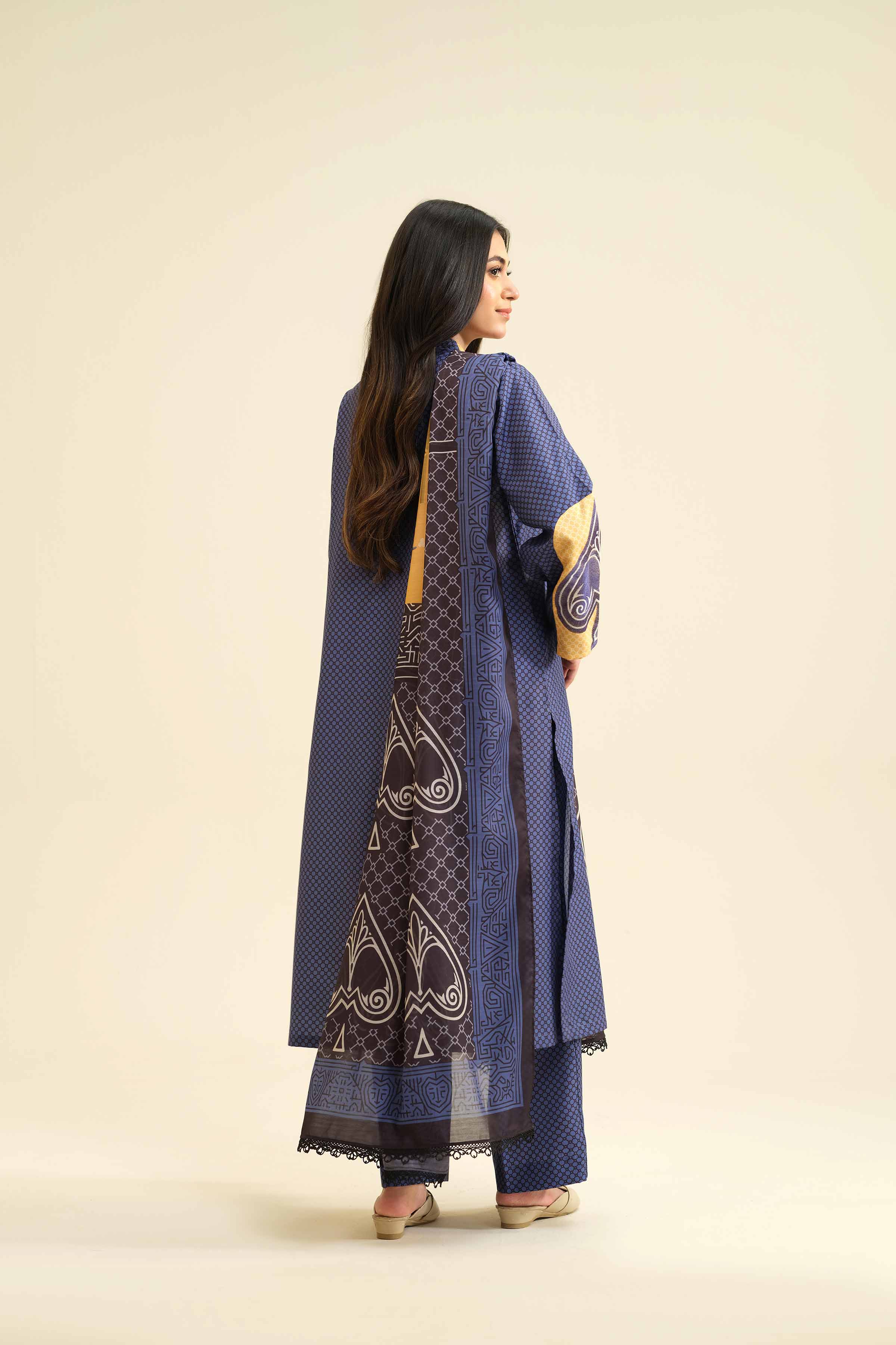 3 Piece - Printed Embroidered Suit - PW25-408
