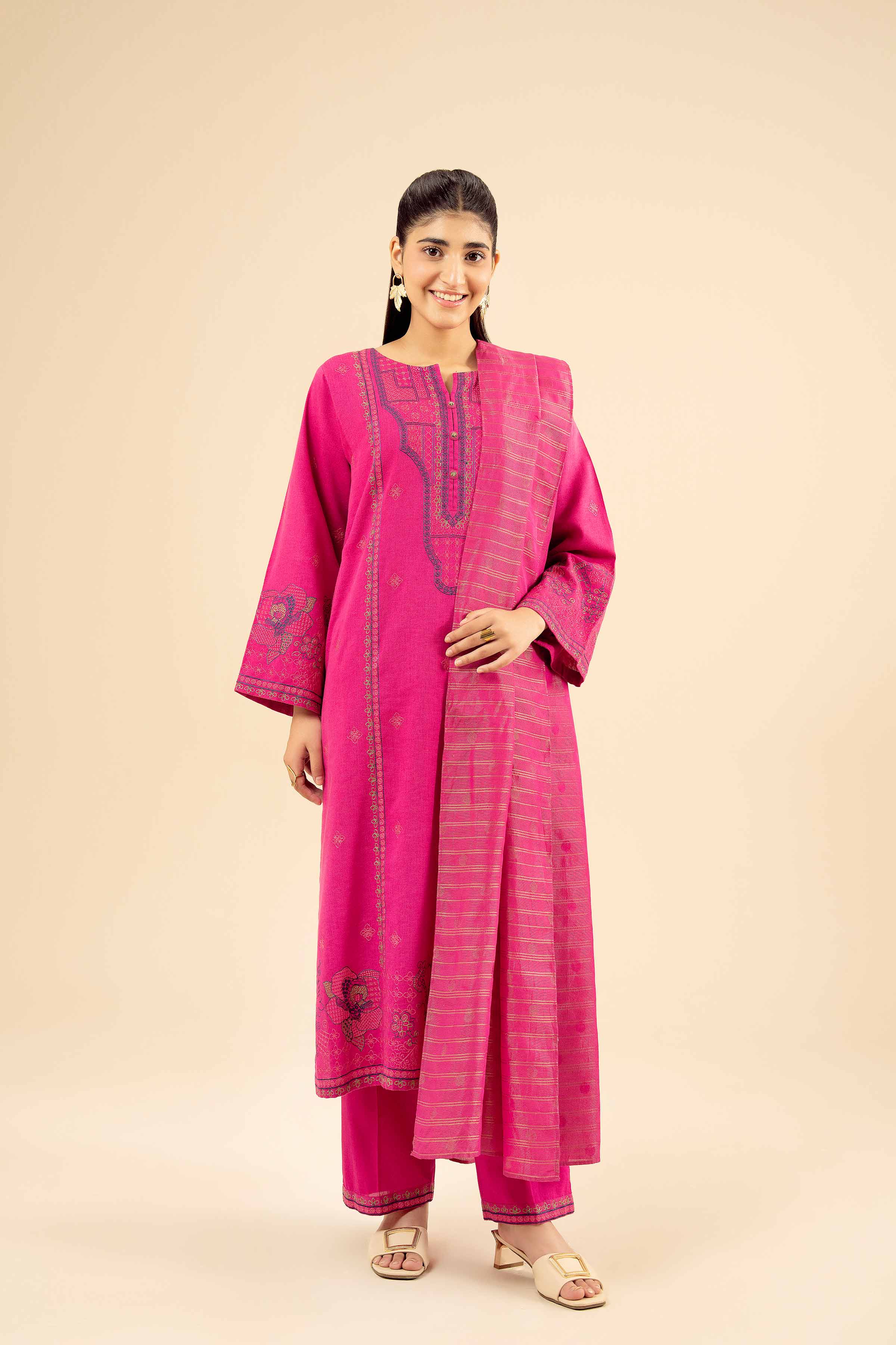 3 Piece - Embroidered Suit - PW25-416