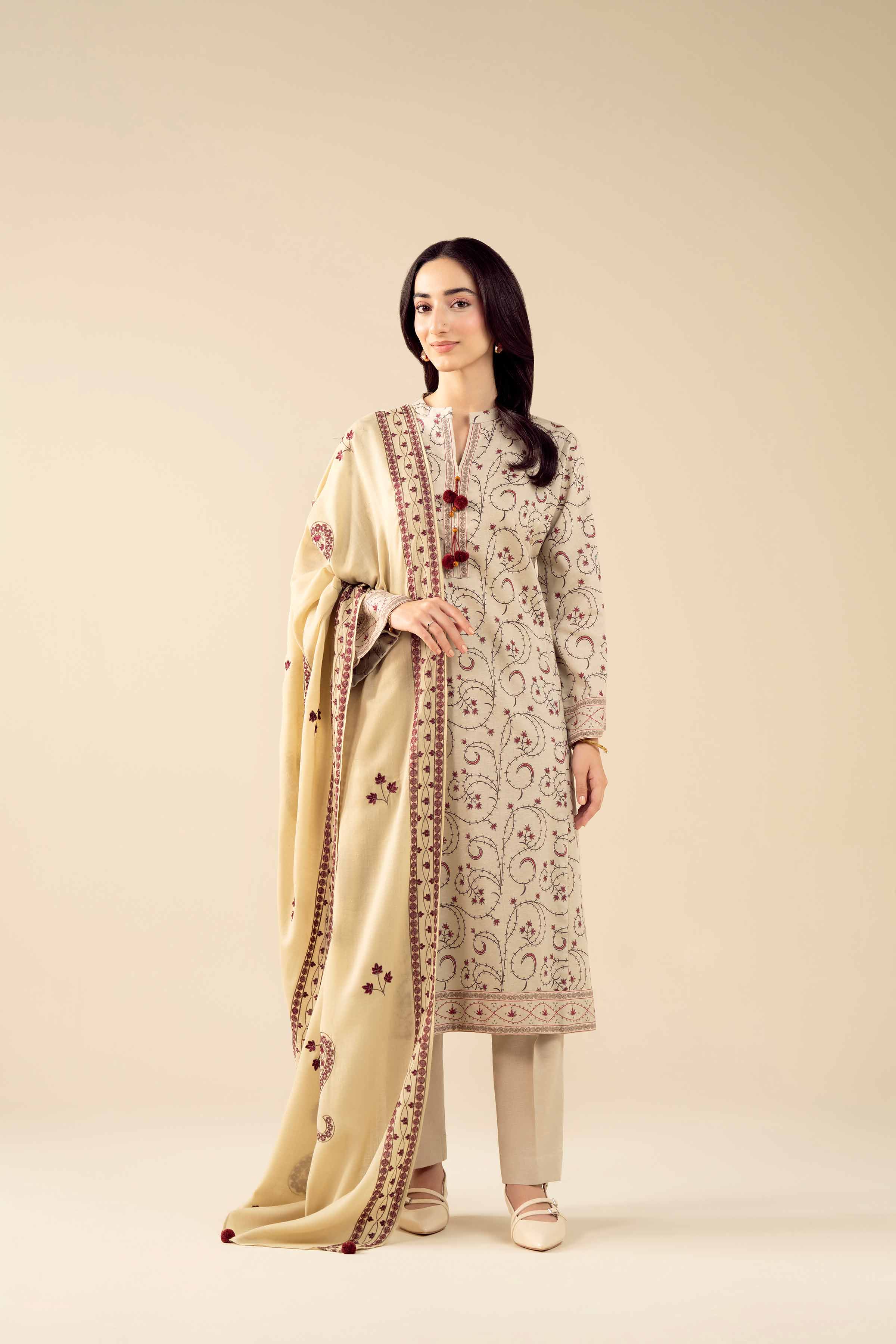 3 Piece - Embroidered Suit - PW25-427