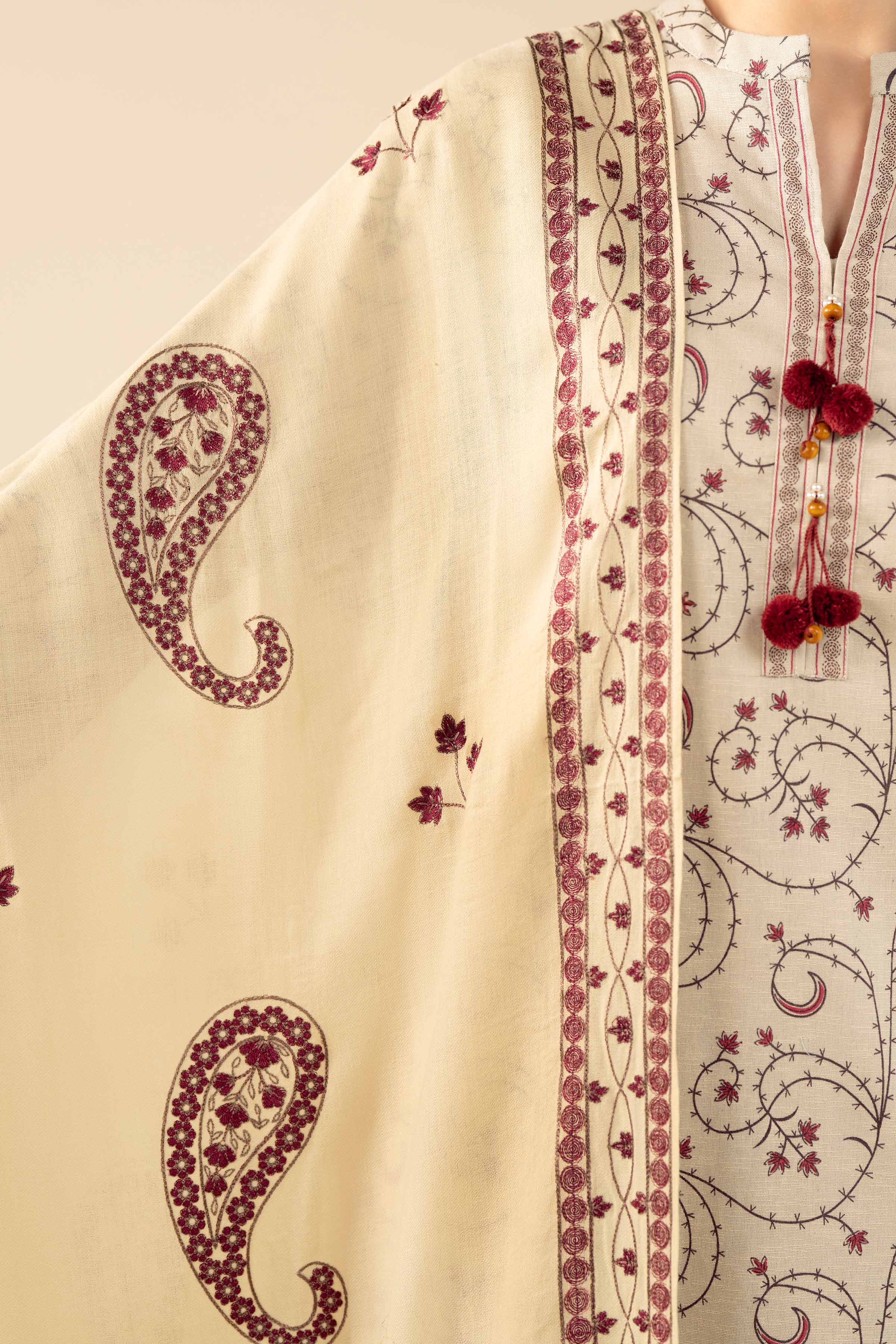 3 Piece - Embroidered Suit - PW25-427