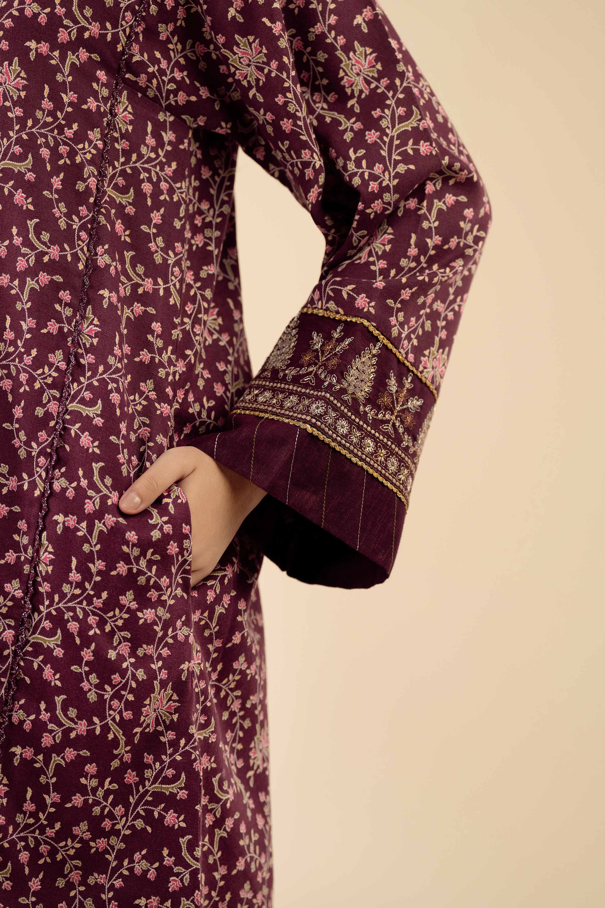 3 Piece - Printed Embroidered Suit - PW25-429