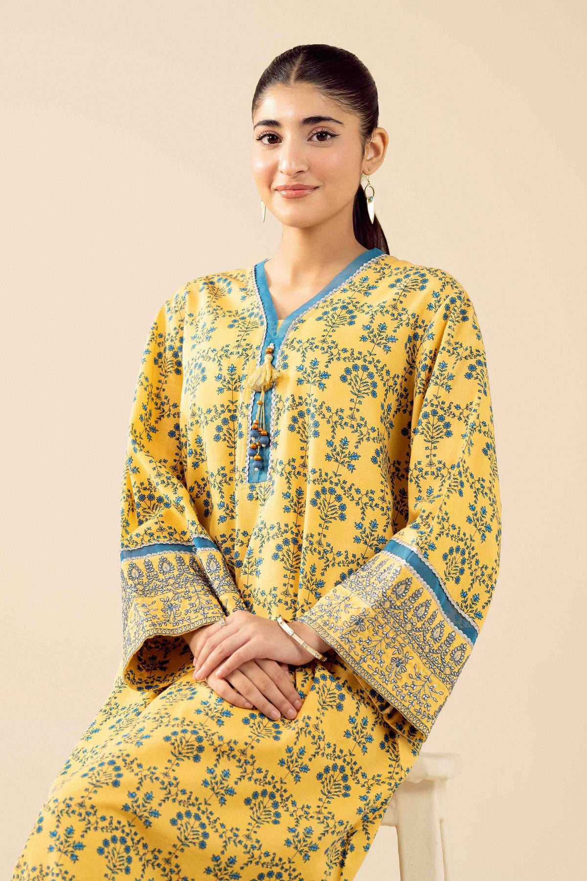 3 Piece - Printed Embroidered Suit - PW25-432