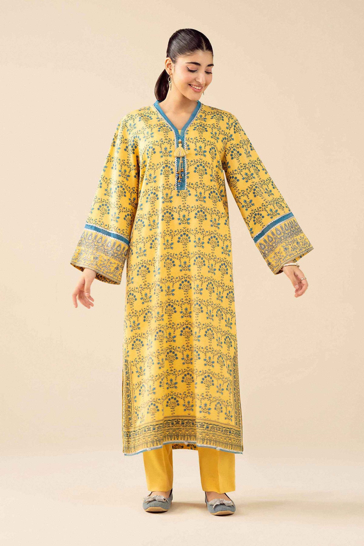 3 Piece - Printed Embroidered Suit - PW25-432