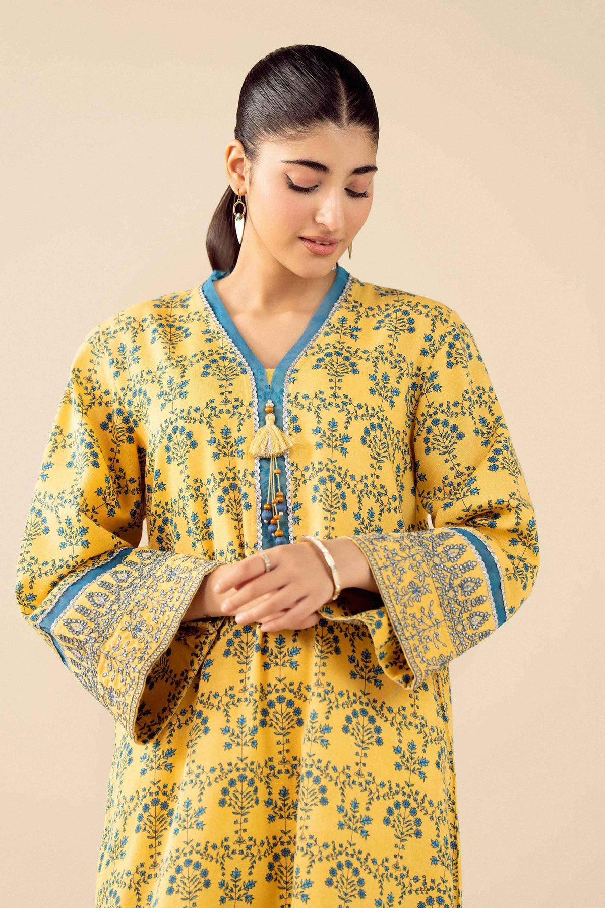 3 Piece - Printed Embroidered Suit - PW25-432
