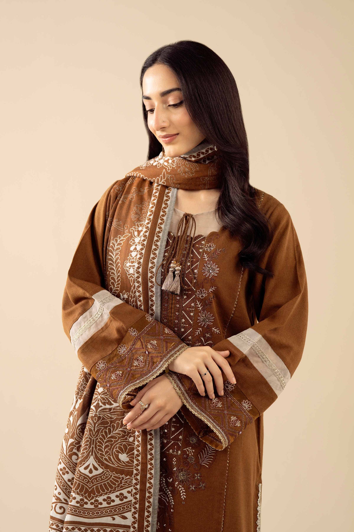 3 Piece - Embroidered Suit - PW25-433