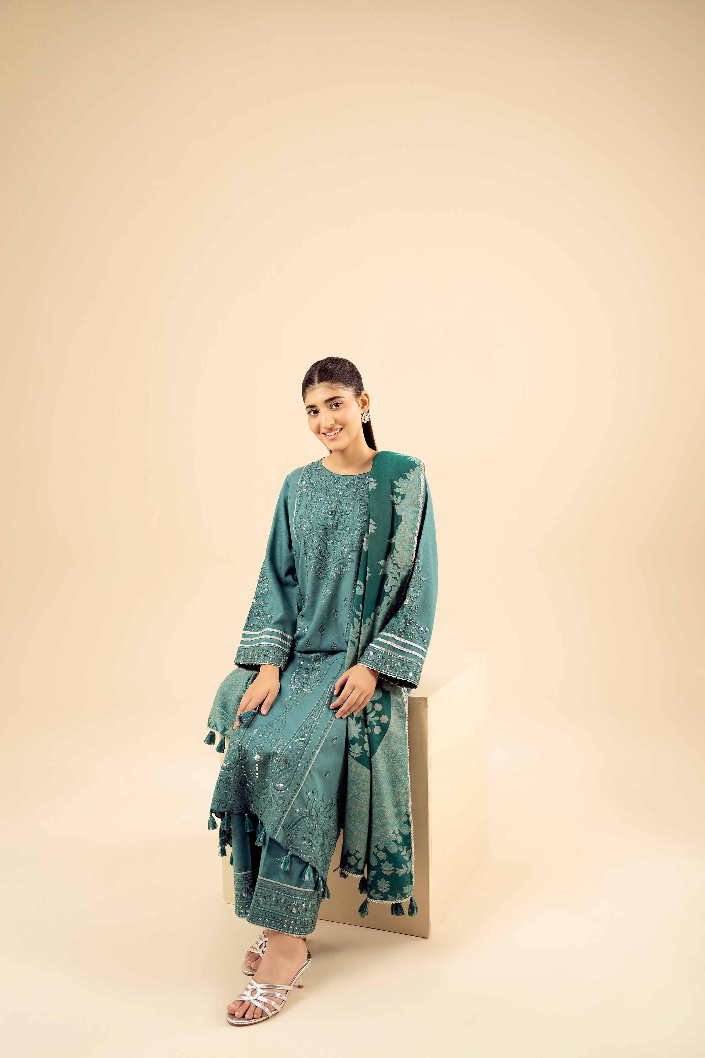 3 Piece - Embroidered Suit - PW25-435