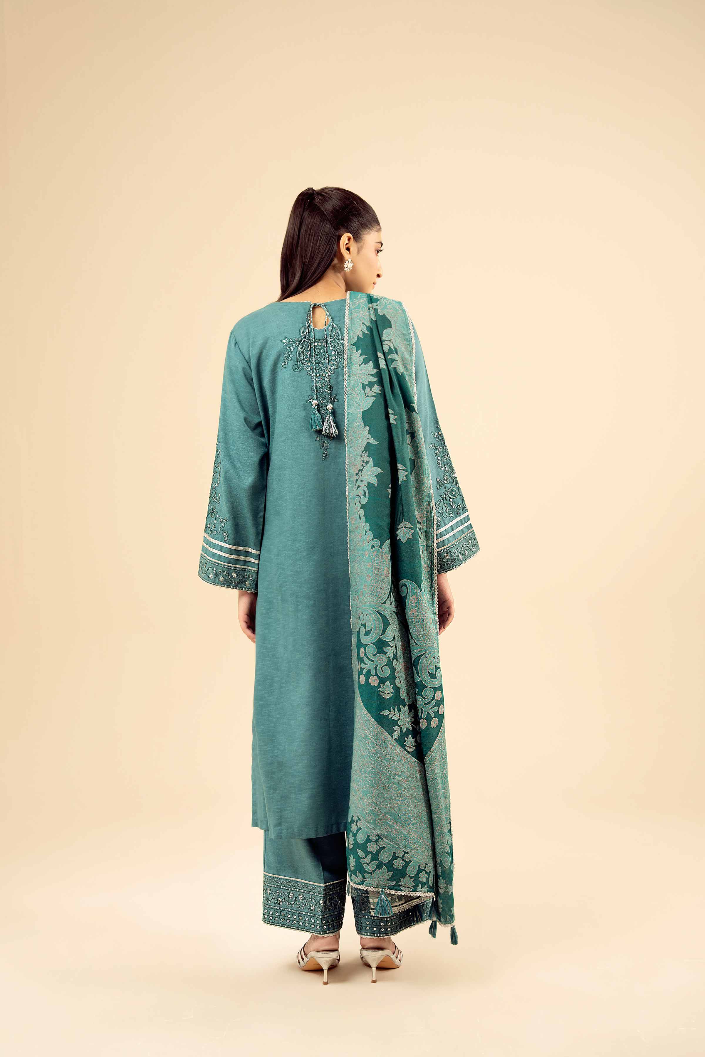 3 Piece - Embroidered Suit - PW25-435