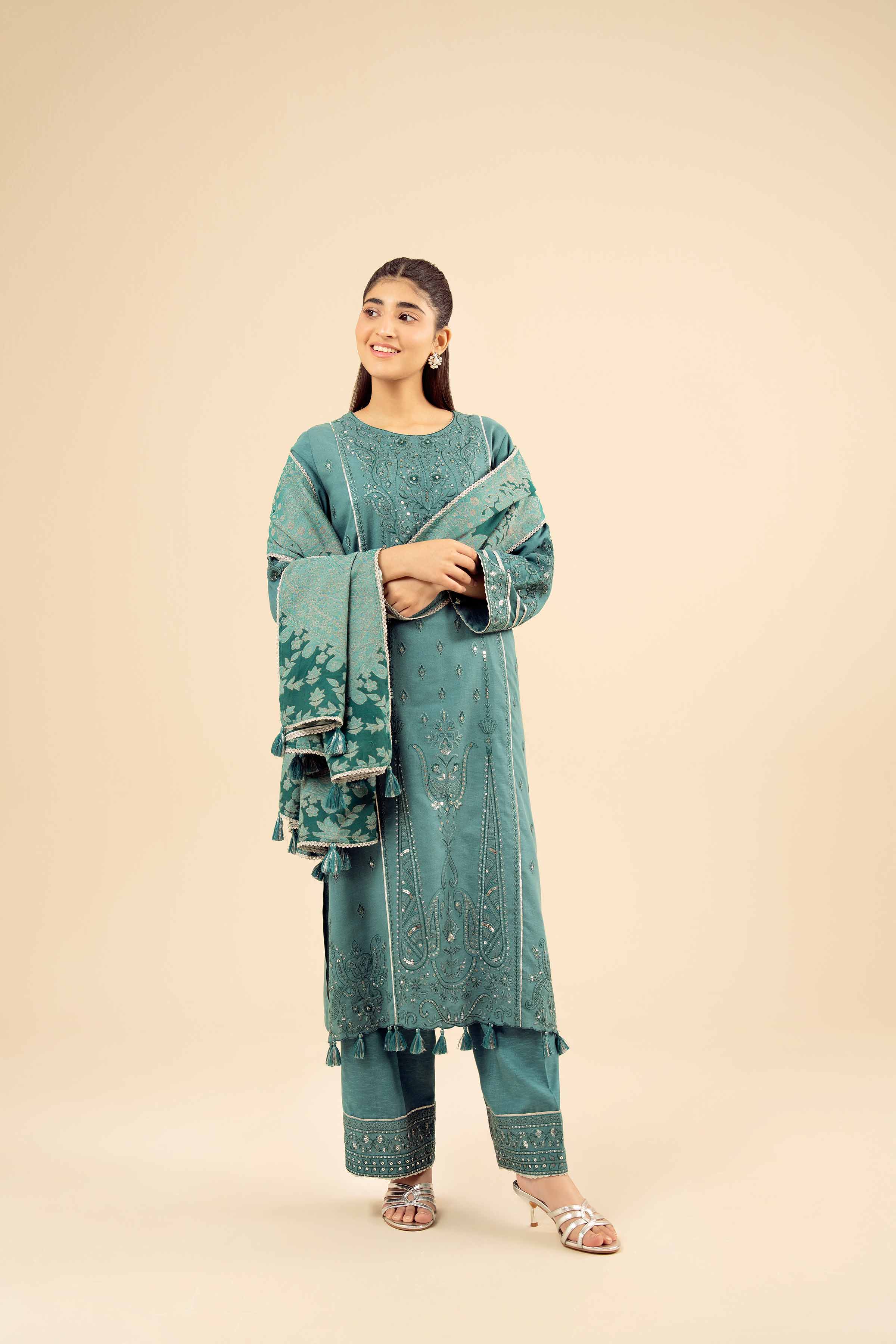 3 Piece - Embroidered Suit - PW25-435