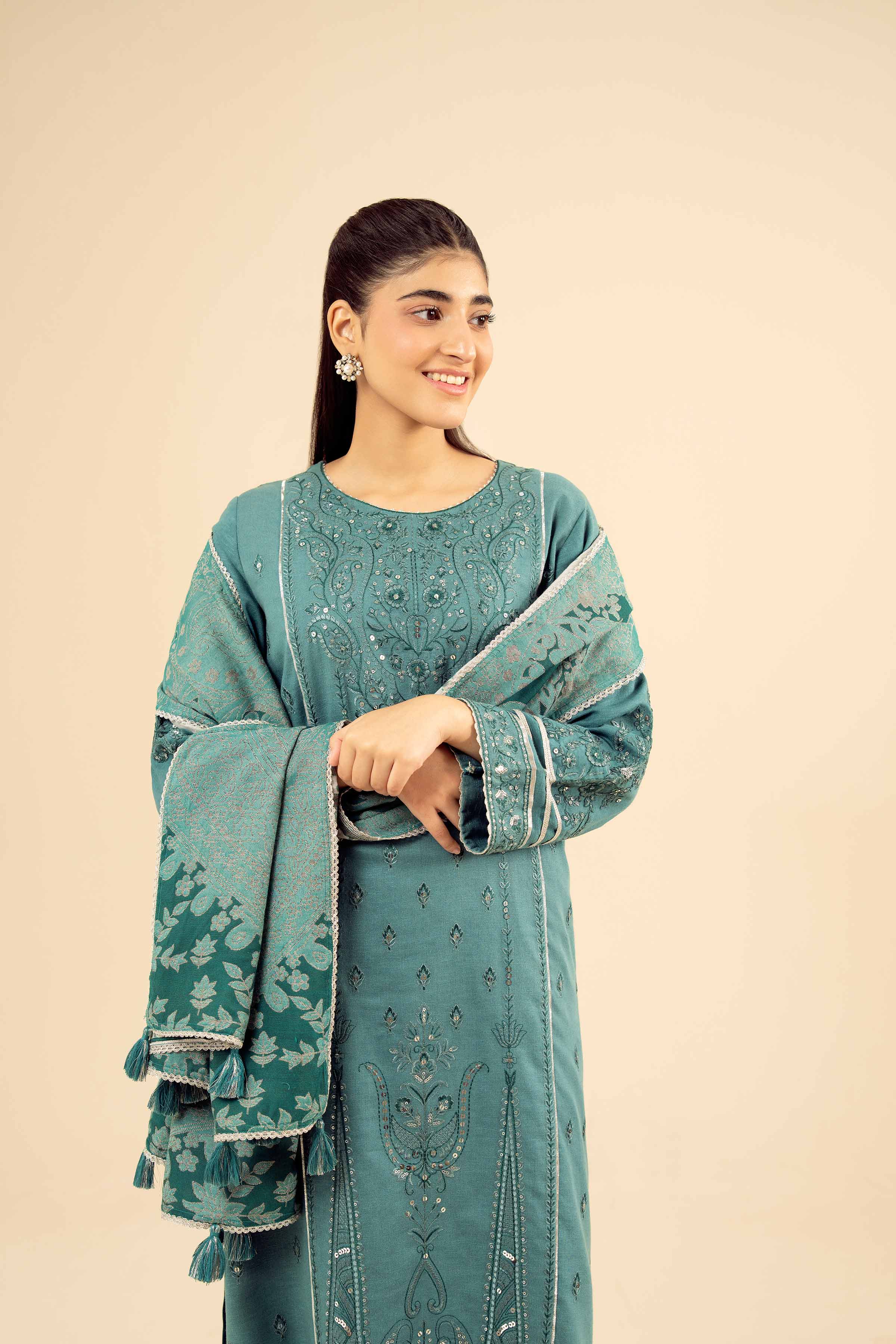 3 Piece - Embroidered Suit - PW25-435