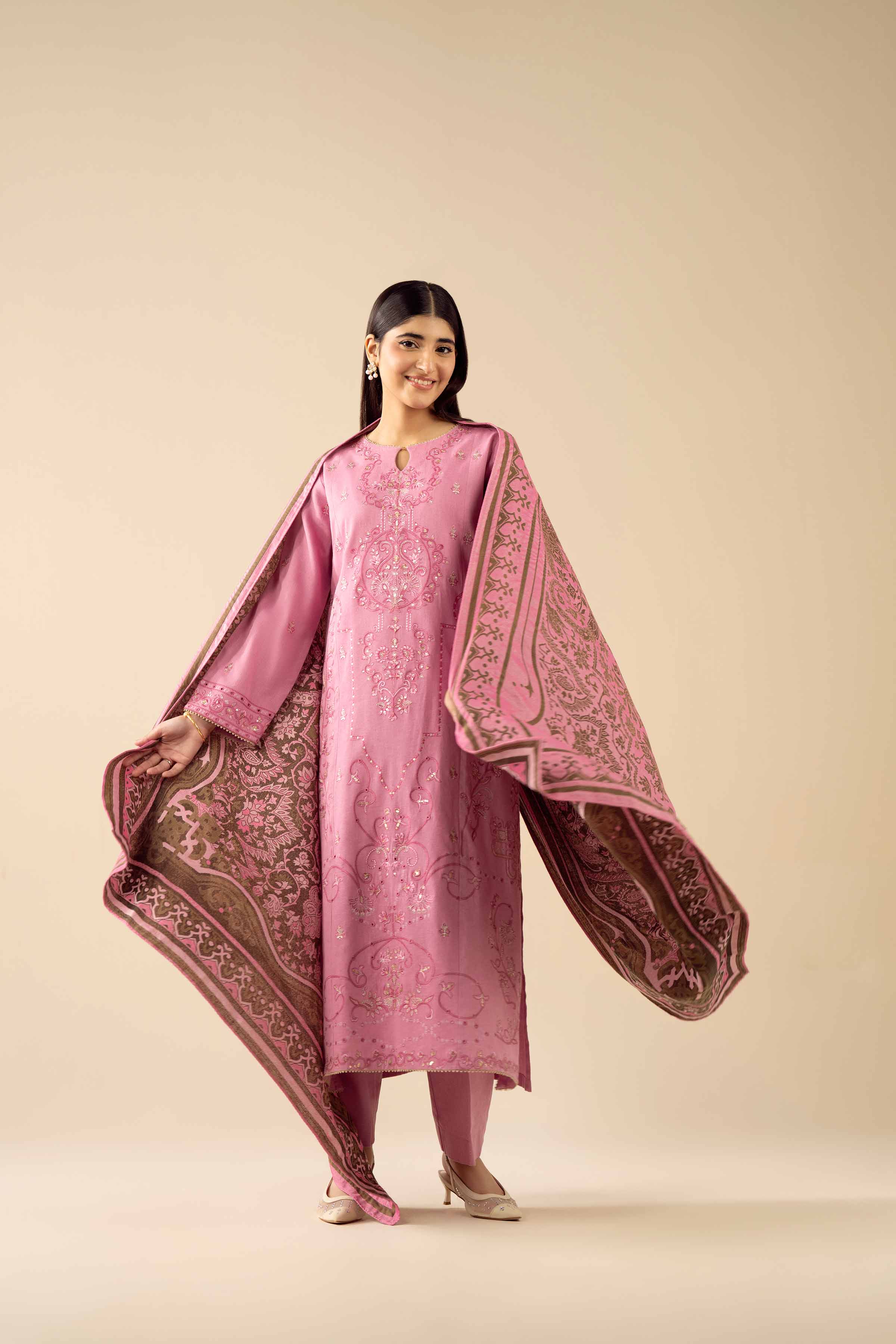 3 Piece - Embroidered Suit - PW25-436