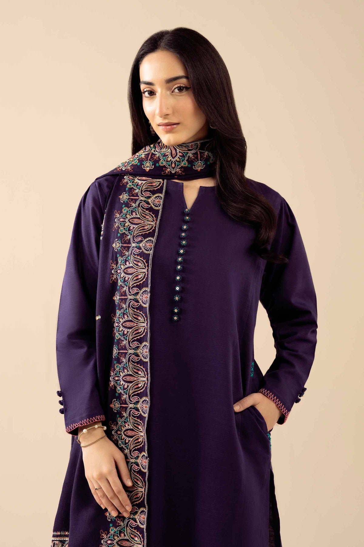 3 Piece - Embroidered Suit - PW25-441
