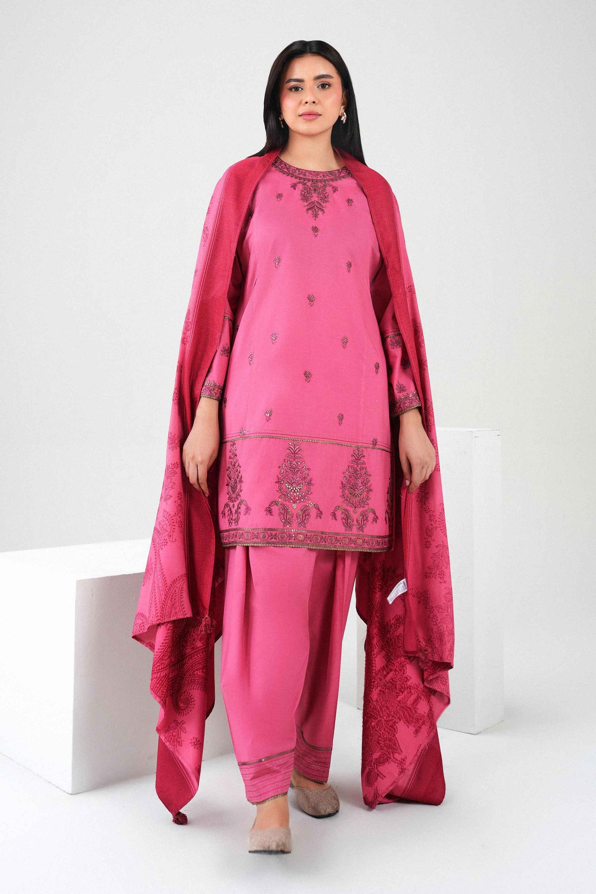3 Piece - Embroidered Suit - PW25-459