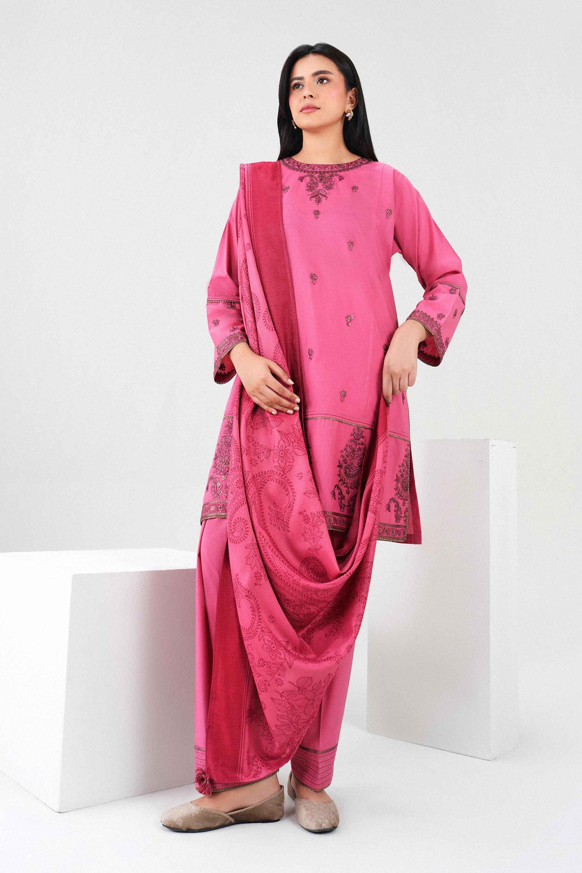 3 Piece - Embroidered Suit - PW25-459