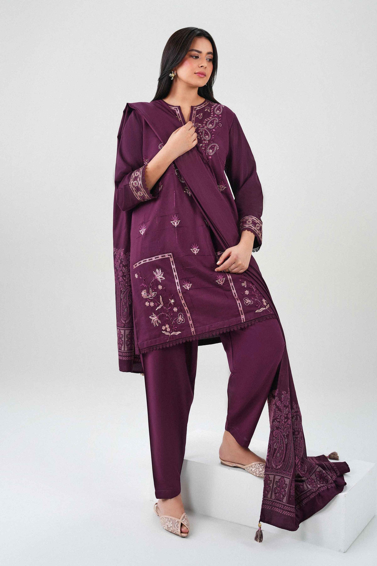 3 Piece - Embroidered Suit - PW25-469
