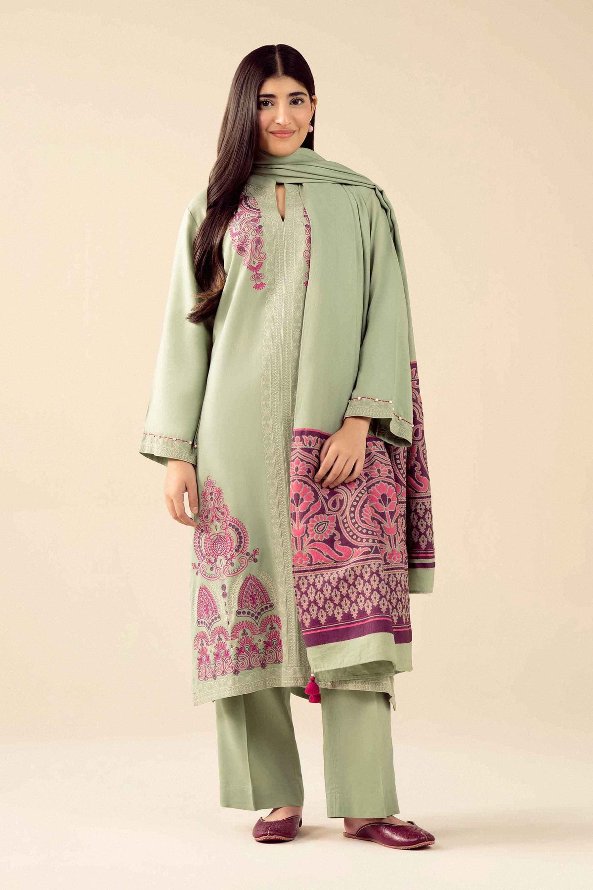 Pistachio 3 Piece - Embroidered Suit - PW25-470