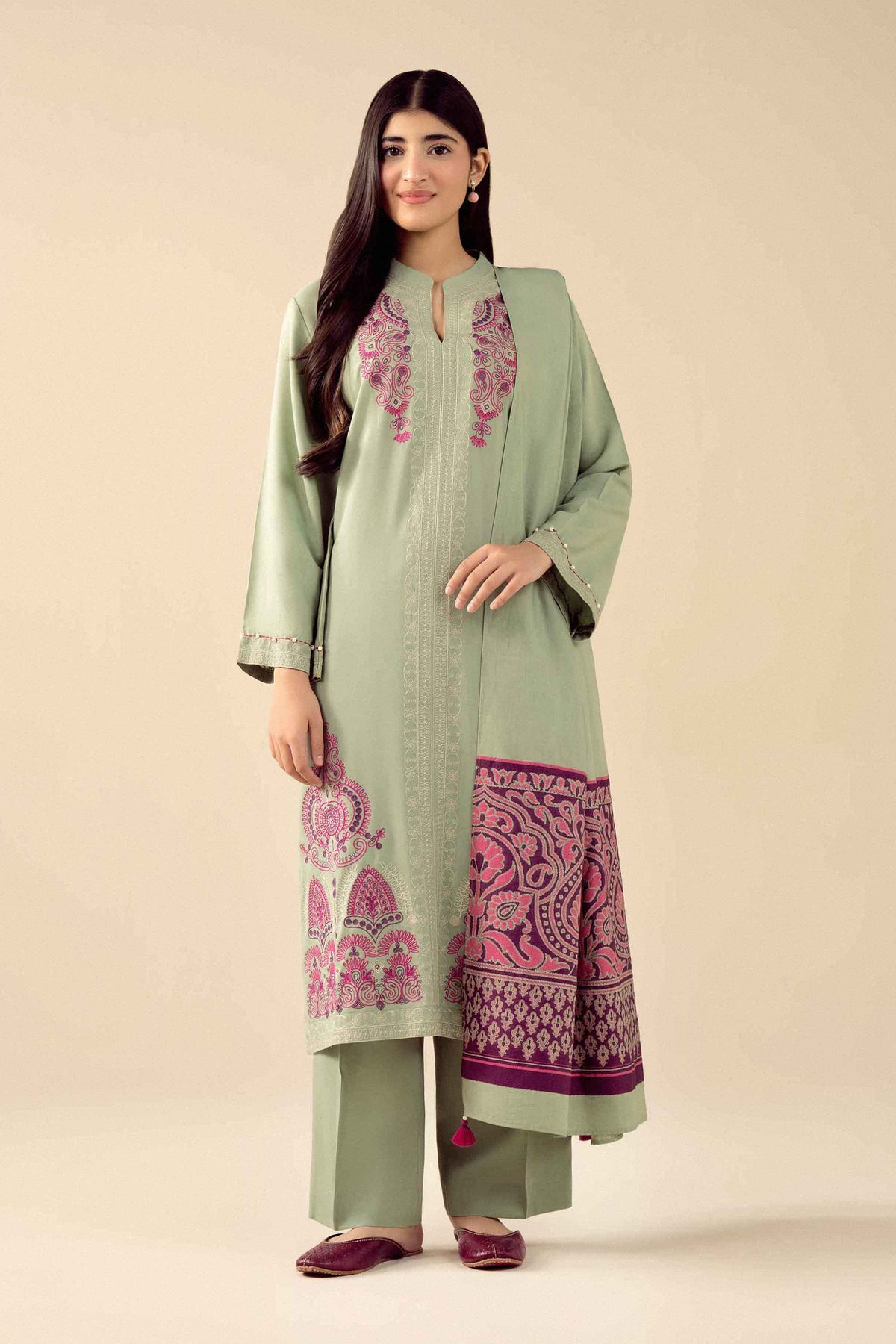 Pistachio 3 Piece - Embroidered Suit - PW25-470