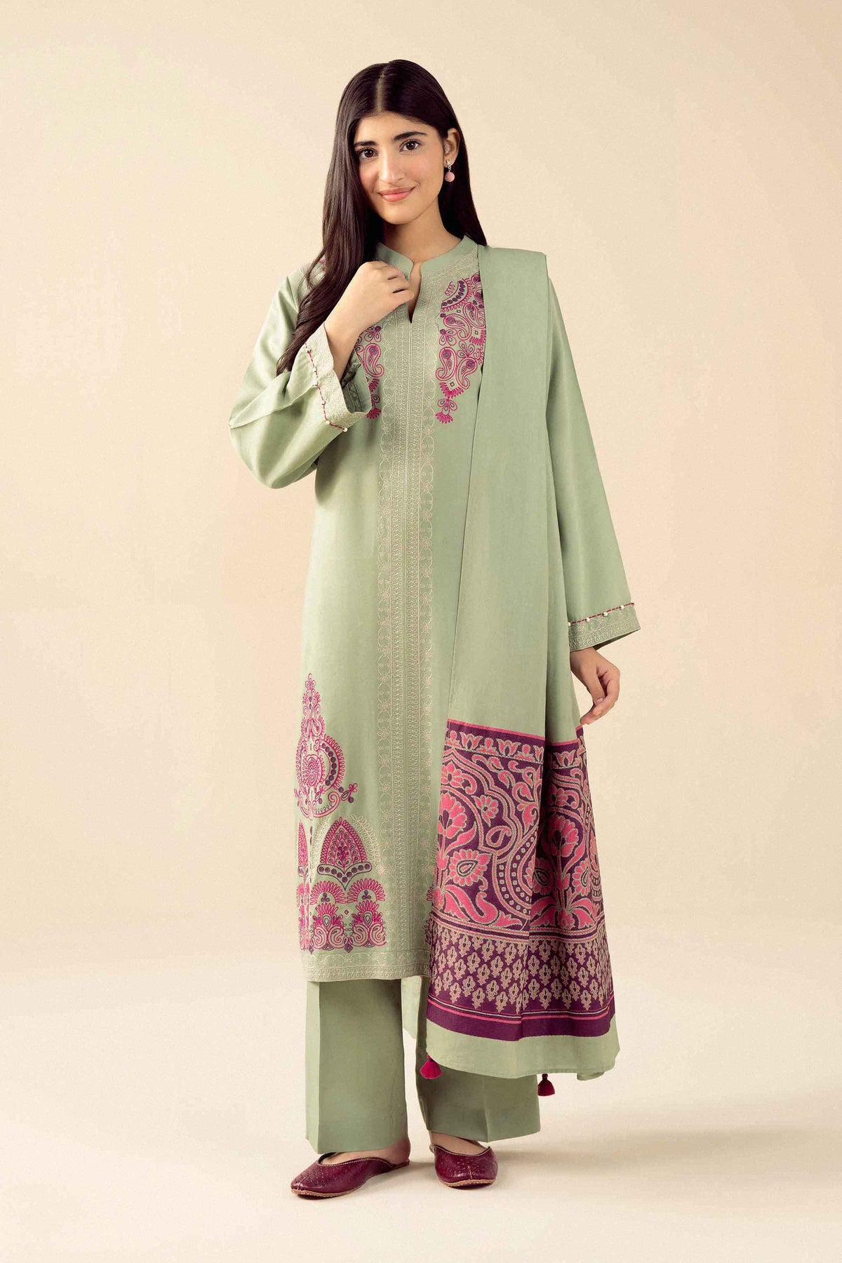Pistachio 3 Piece - Embroidered Suit - PW25-470
