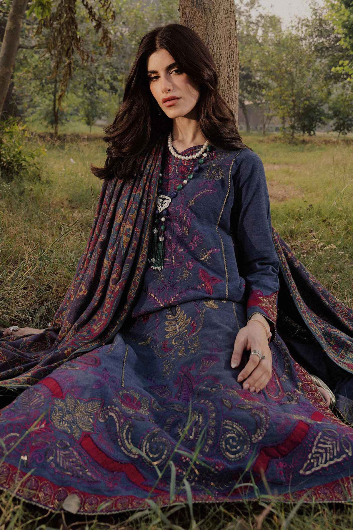 3 Piece - Embroidered Suit - PW25-478