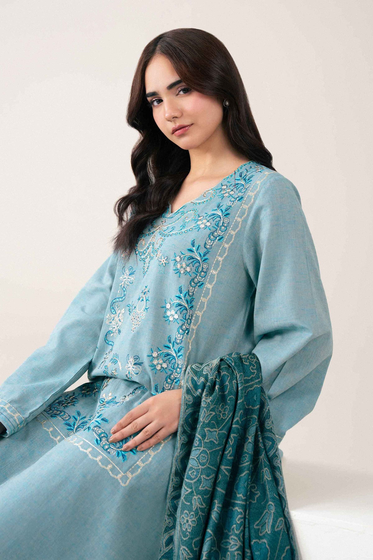 3 Piece - Embroidered Suit - PW25-482