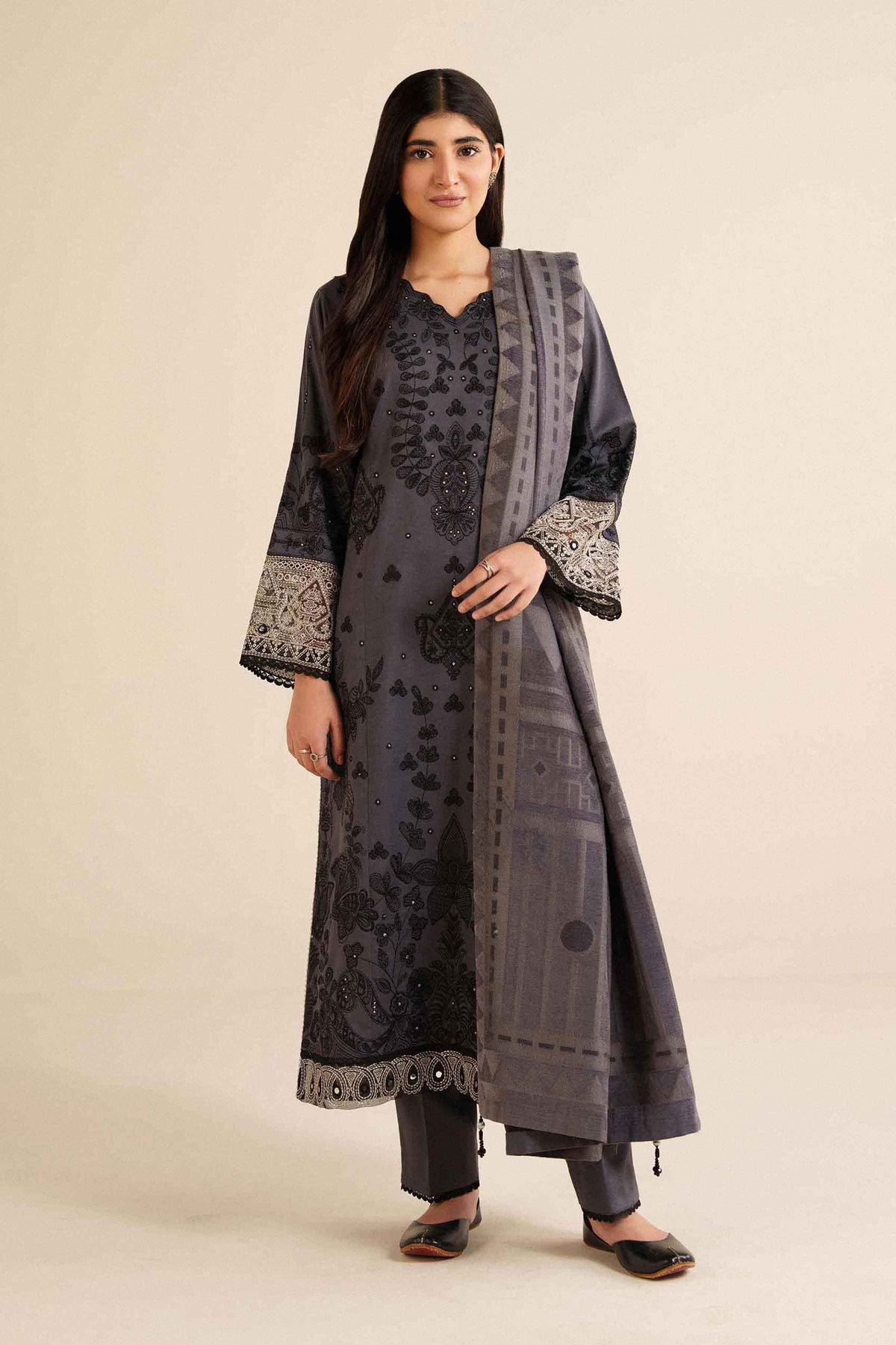 3 Piece - Embroidered Suit - PW25-483