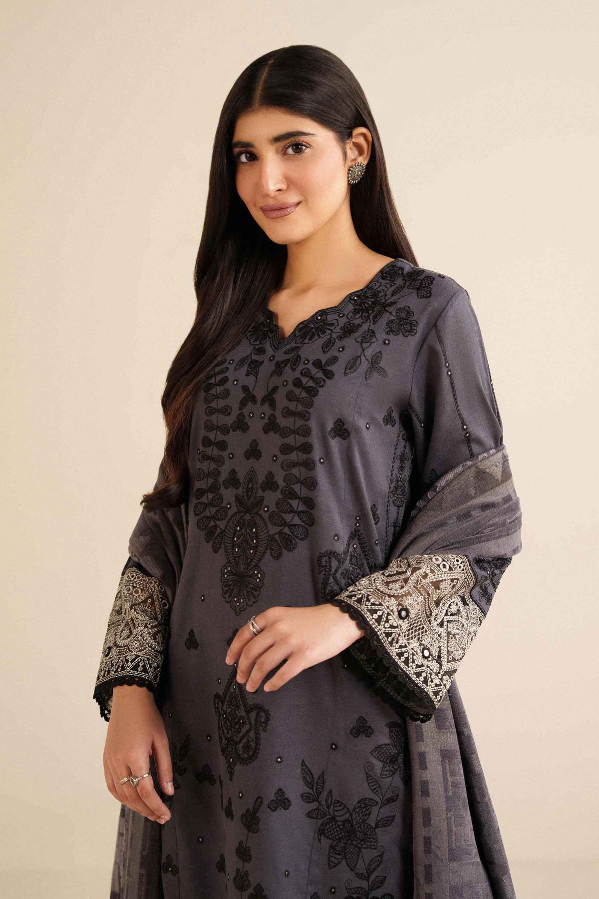 3 Piece - Embroidered Suit - PW25-483