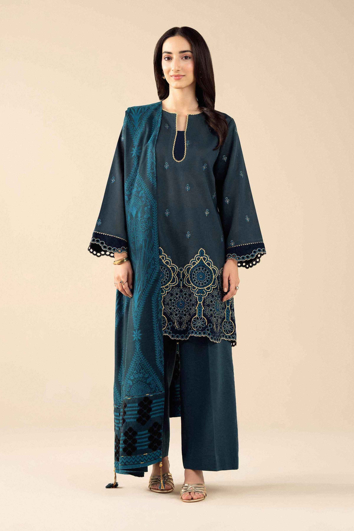 3 Piece - Embroidered Suit - PW25-490