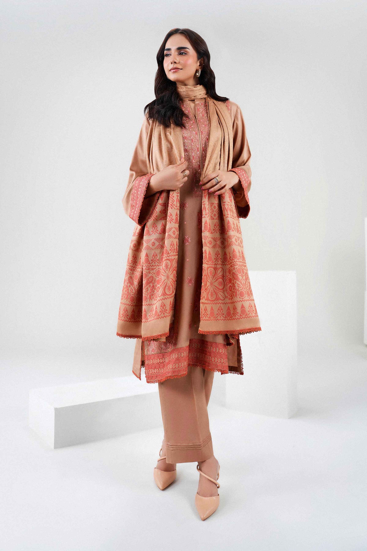3 Piece - Embroidered Suit - PW25-496