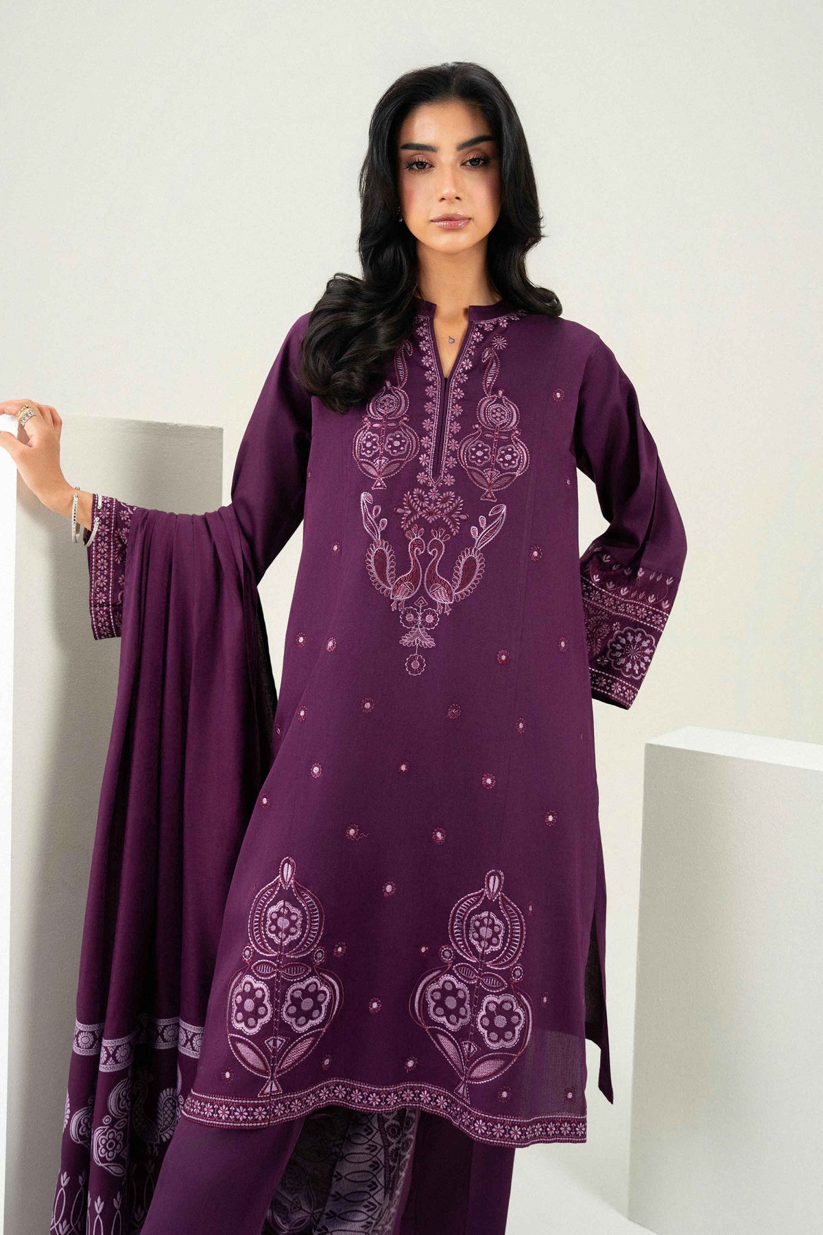 3 Piece - Embroidered Suit - PW25-498