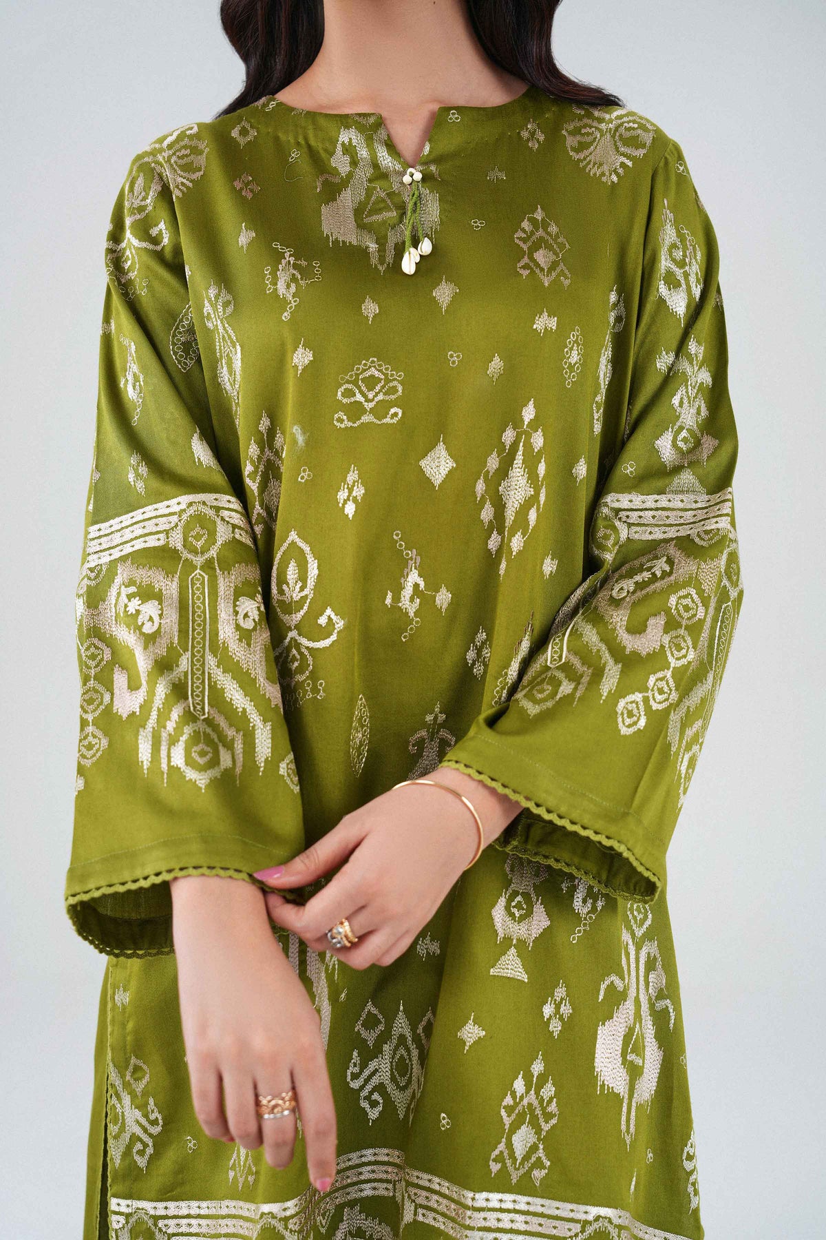 3 Piece - Printed Embroidered Suit - PW25-501