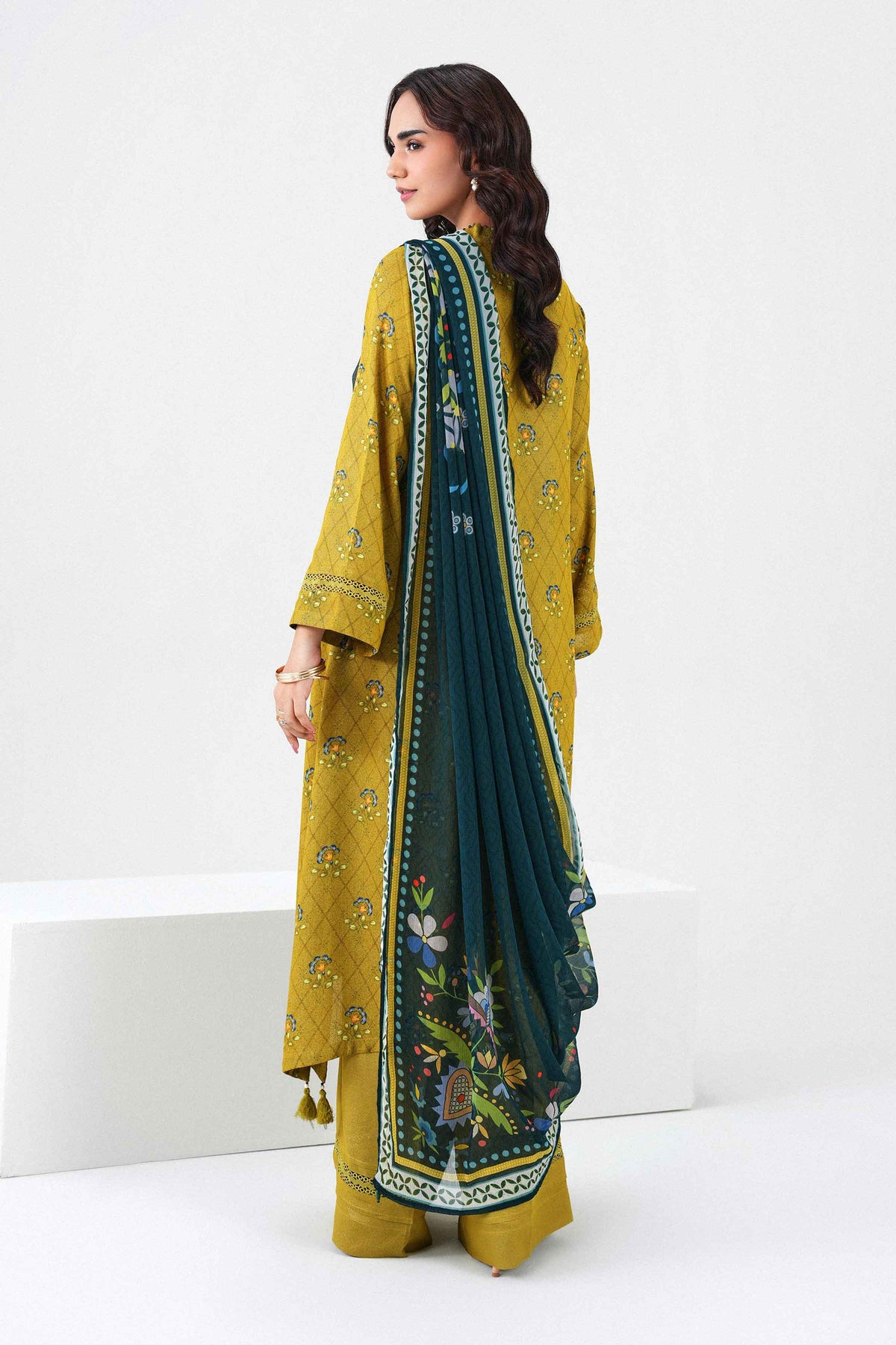 Mustard 3 Piece - Printed Suit - PW25-519
