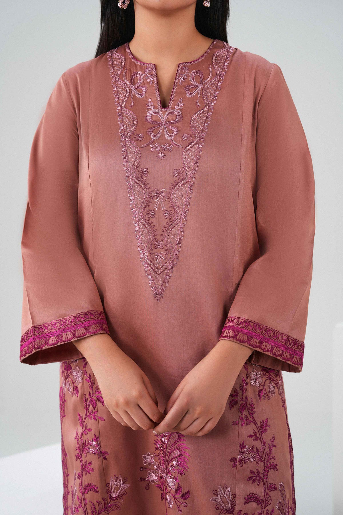 3 Piece - Printed Embroidered Suit - PW25-529
