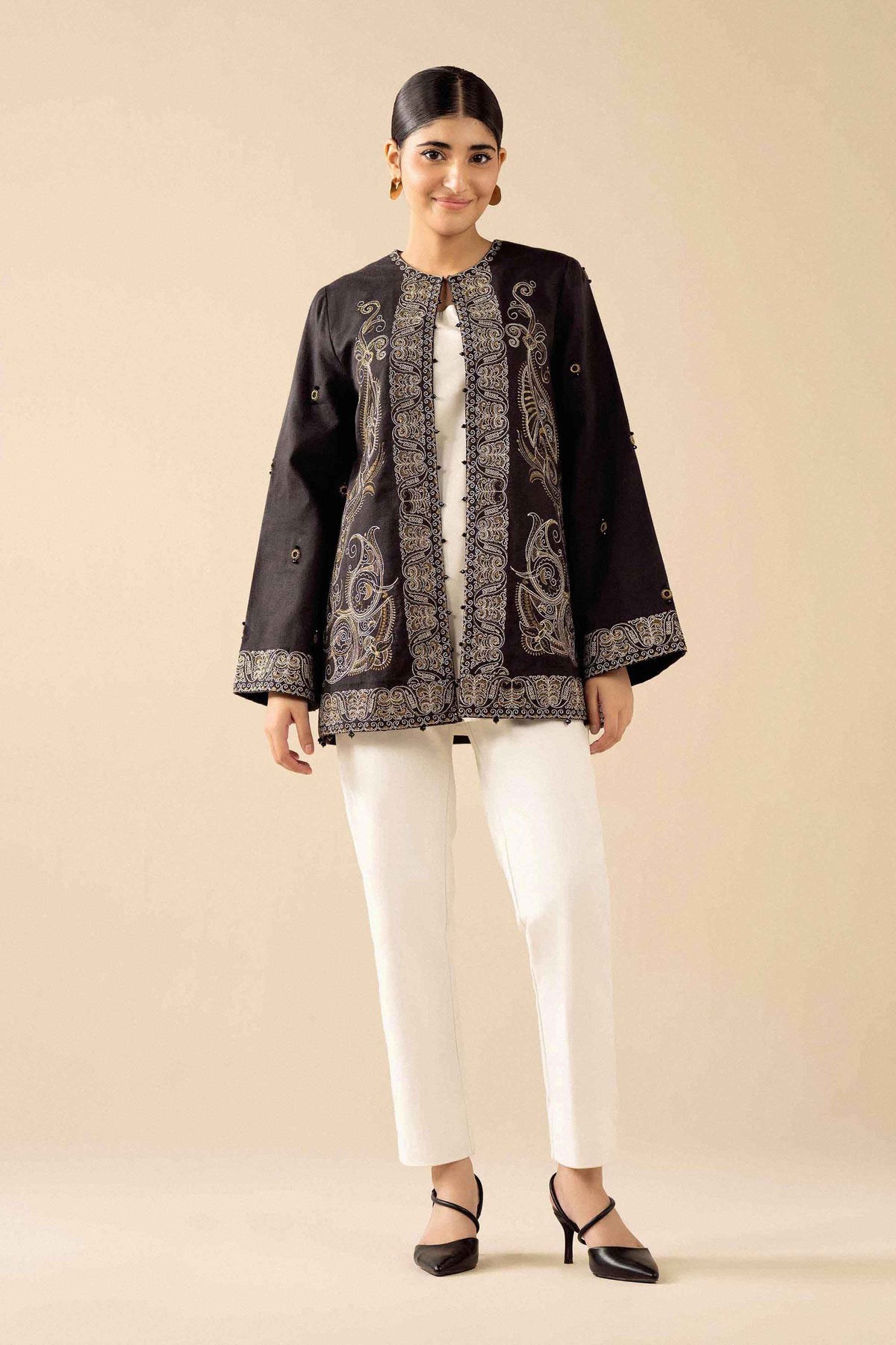 Black Embroidered Jacket - PW25-550