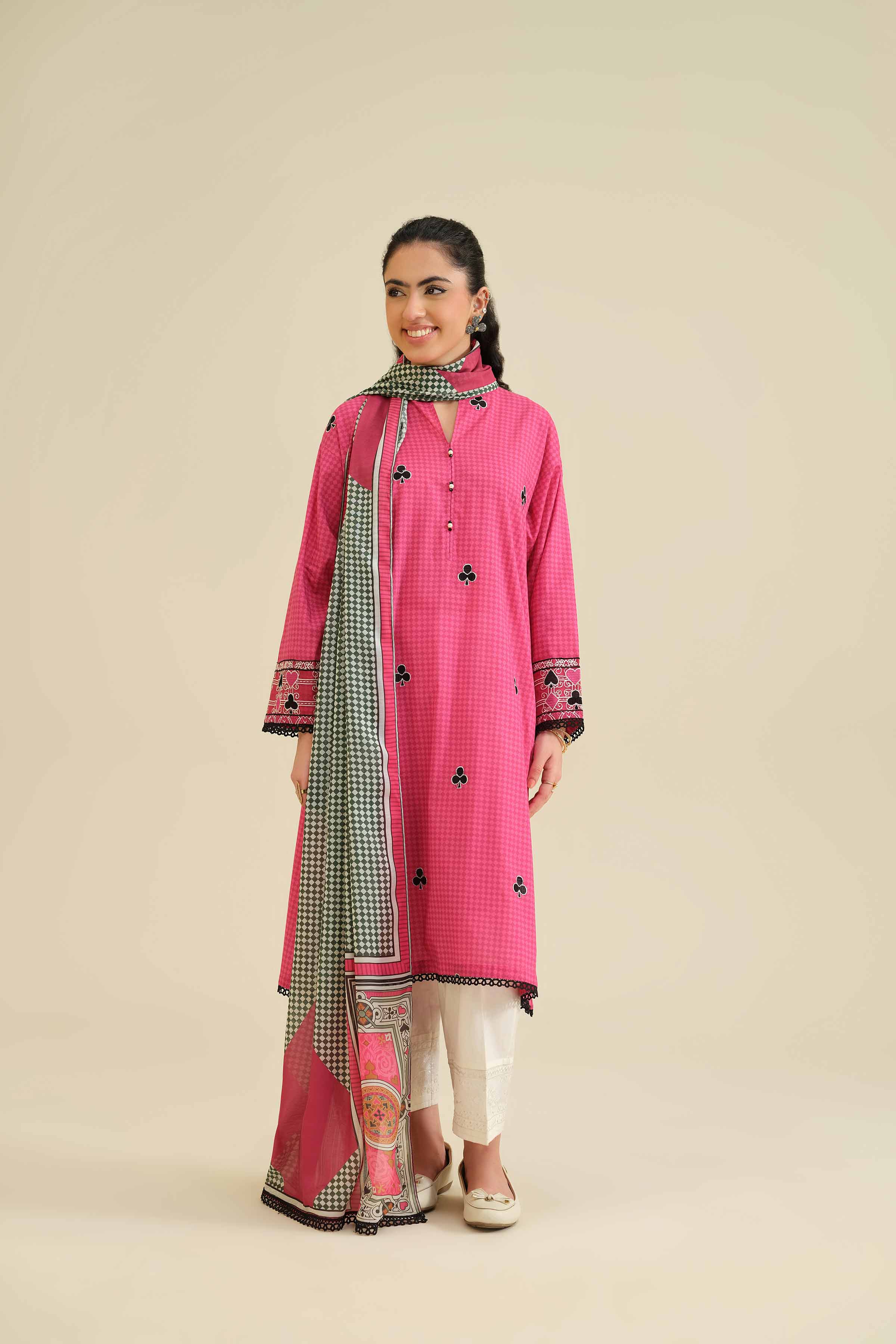 2 Piece - Printed Embroidered Suit - PW25-56