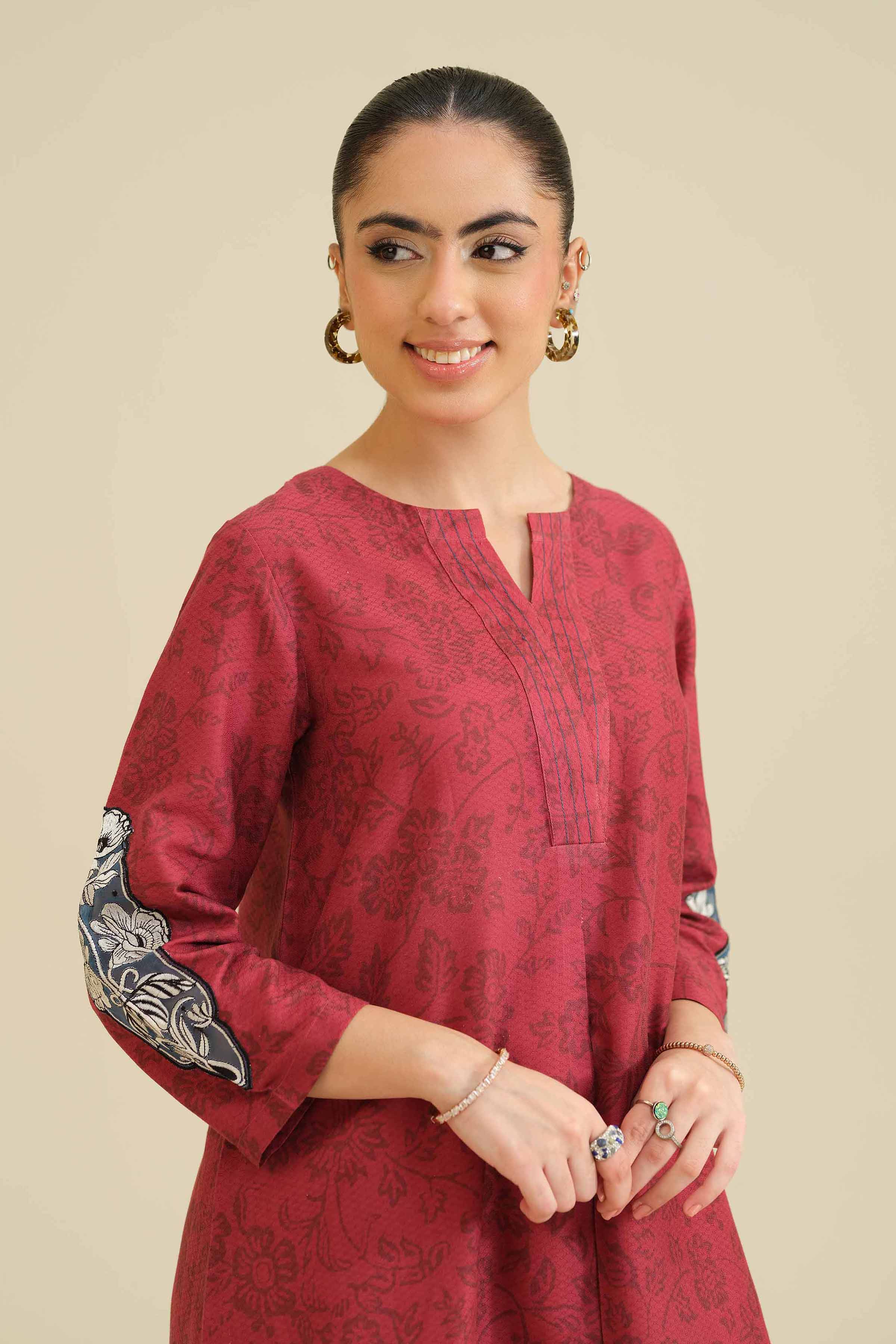 Printed Embroidered Shirt - PW25-563
