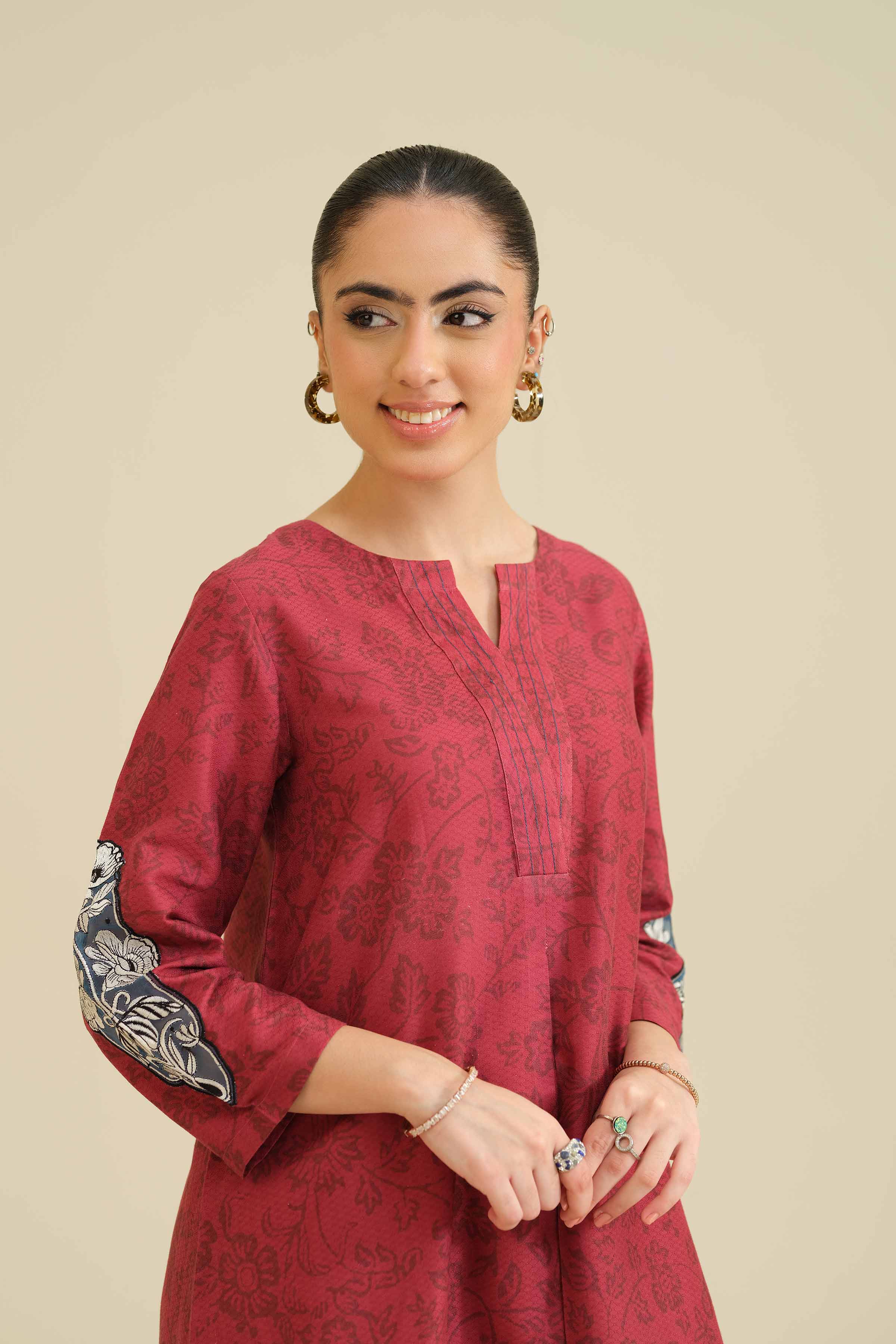 Printed Embroidered Shirt - PW25-563