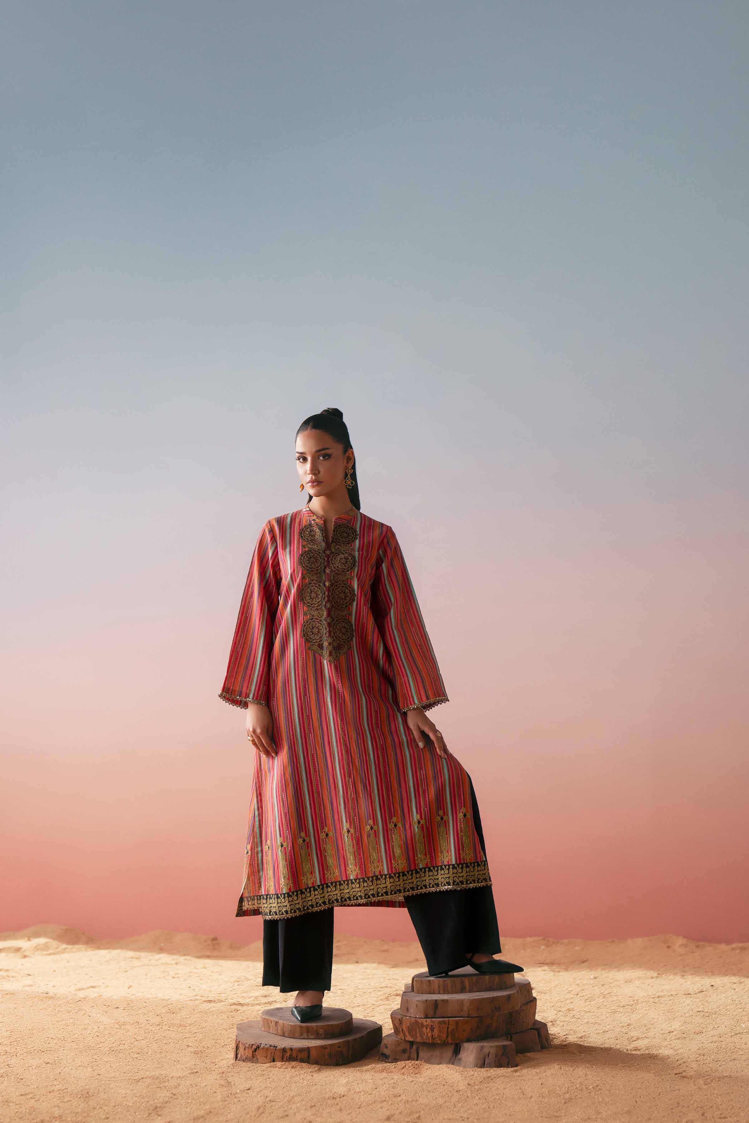 Printed Embroidered Shirt - PW25-570