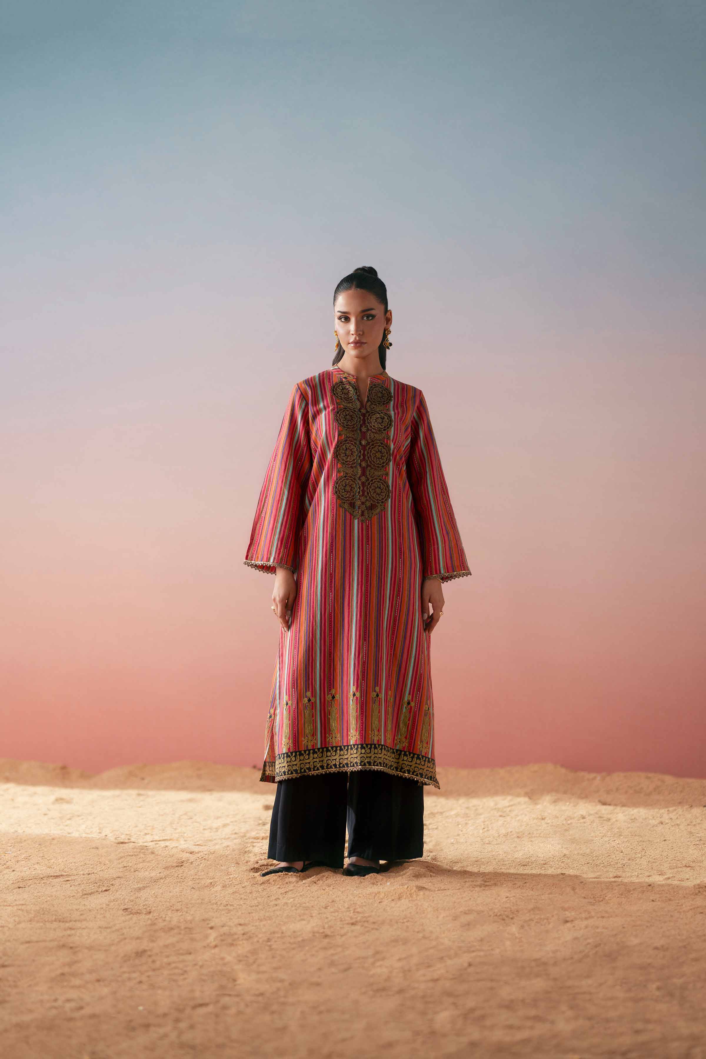 Printed Embroidered Shirt - PW25-570