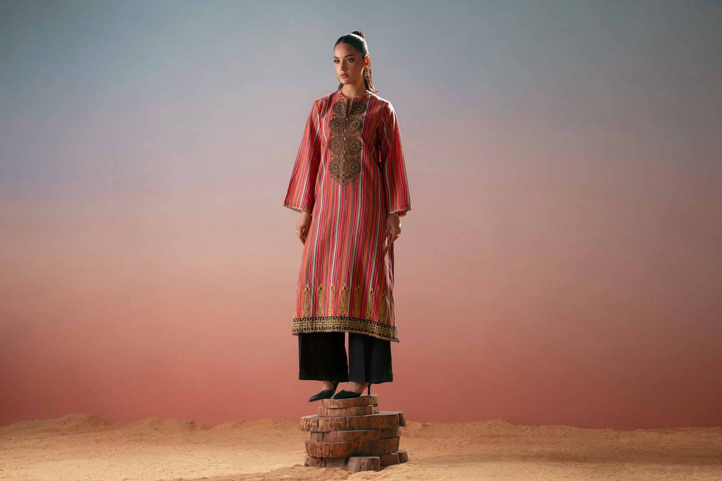 Printed Embroidered Shirt - PW25-570