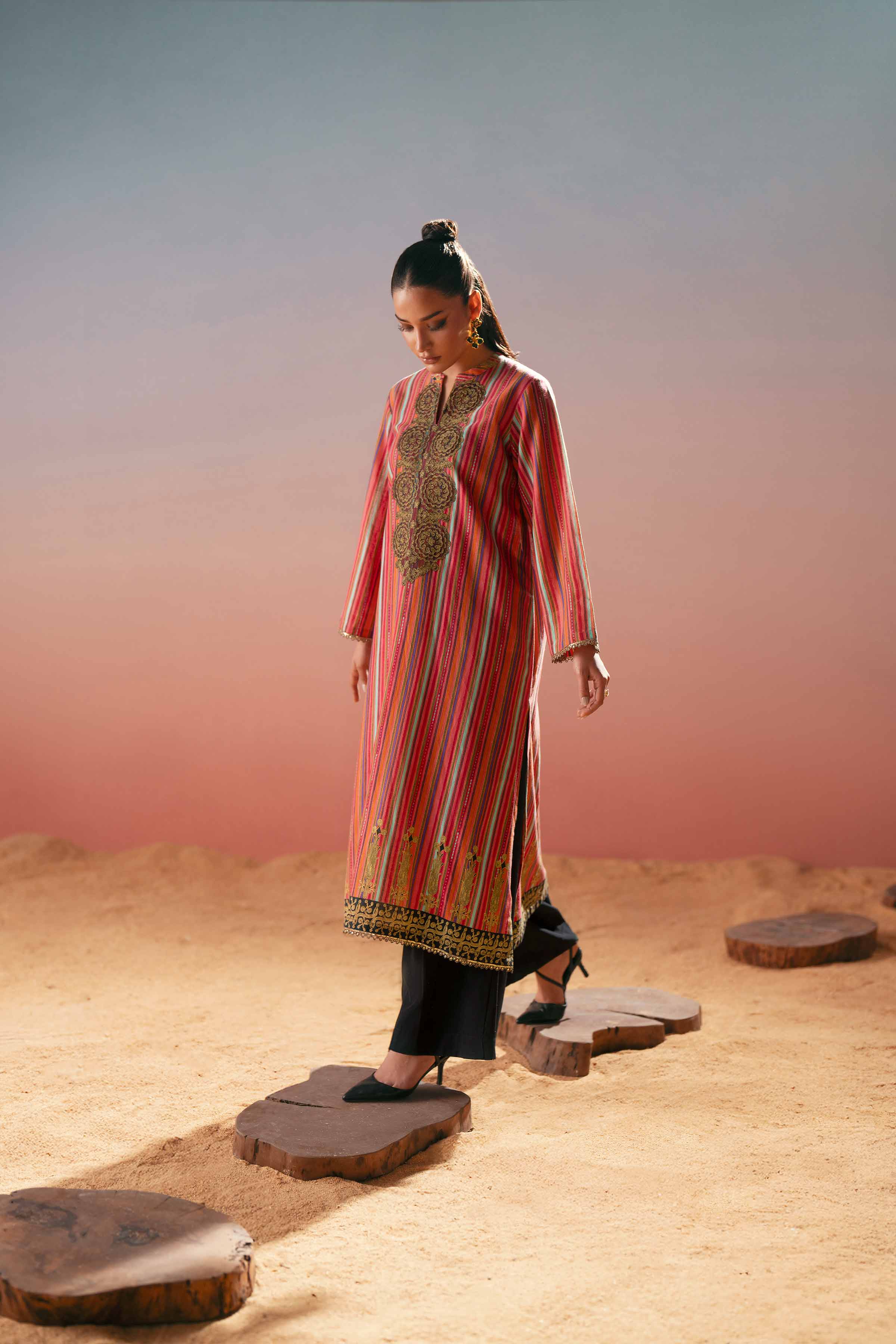 Printed Embroidered Shirt - PW25-570